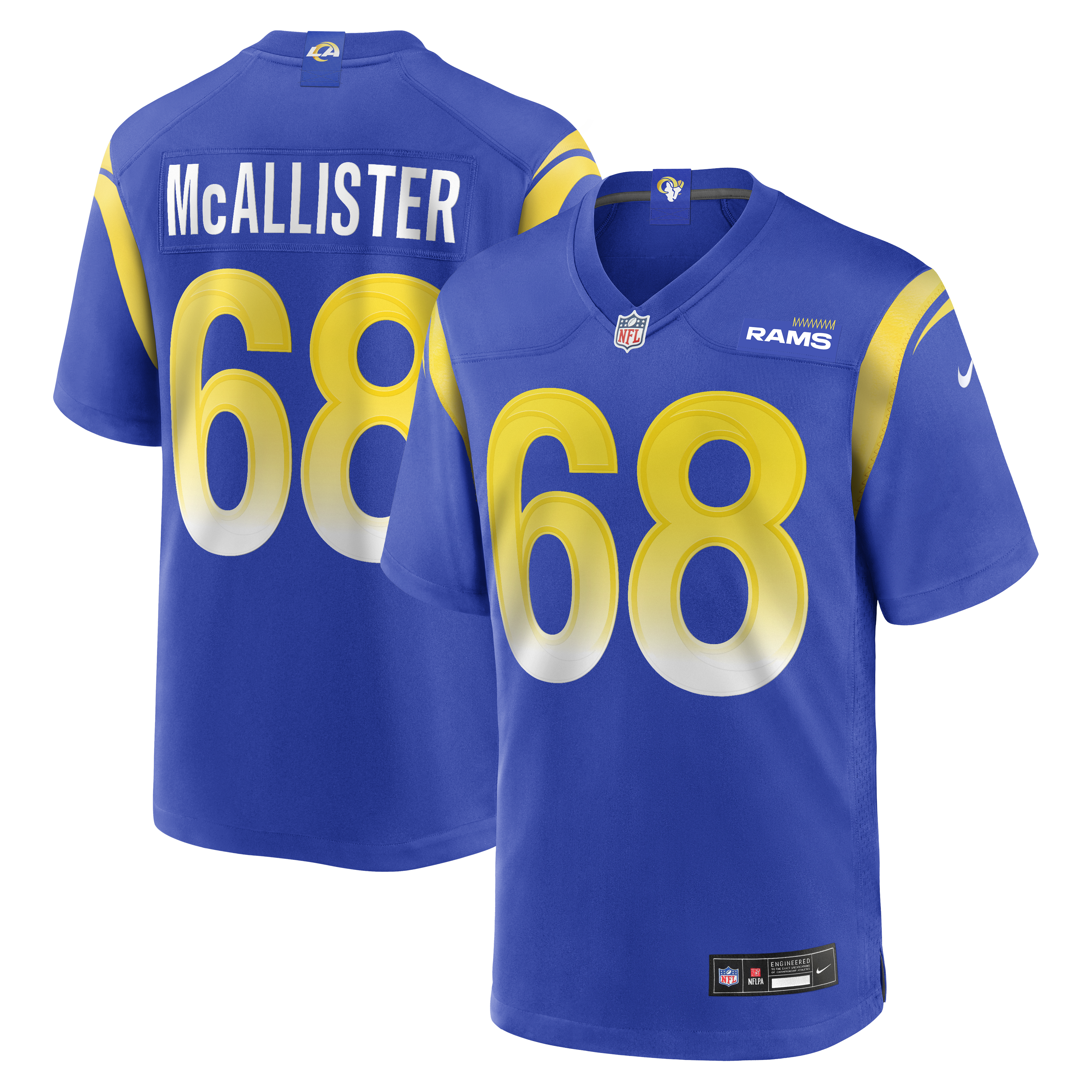 Mike McAllister Los Angeles Rams Home Game Jersey - Royal | Stitched Football Jersey TJS2501