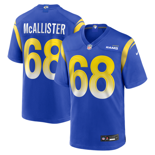 Mike McAllister Los Angeles Rams Home Game Jersey - Royal | Stitched Football Jersey TJS2501