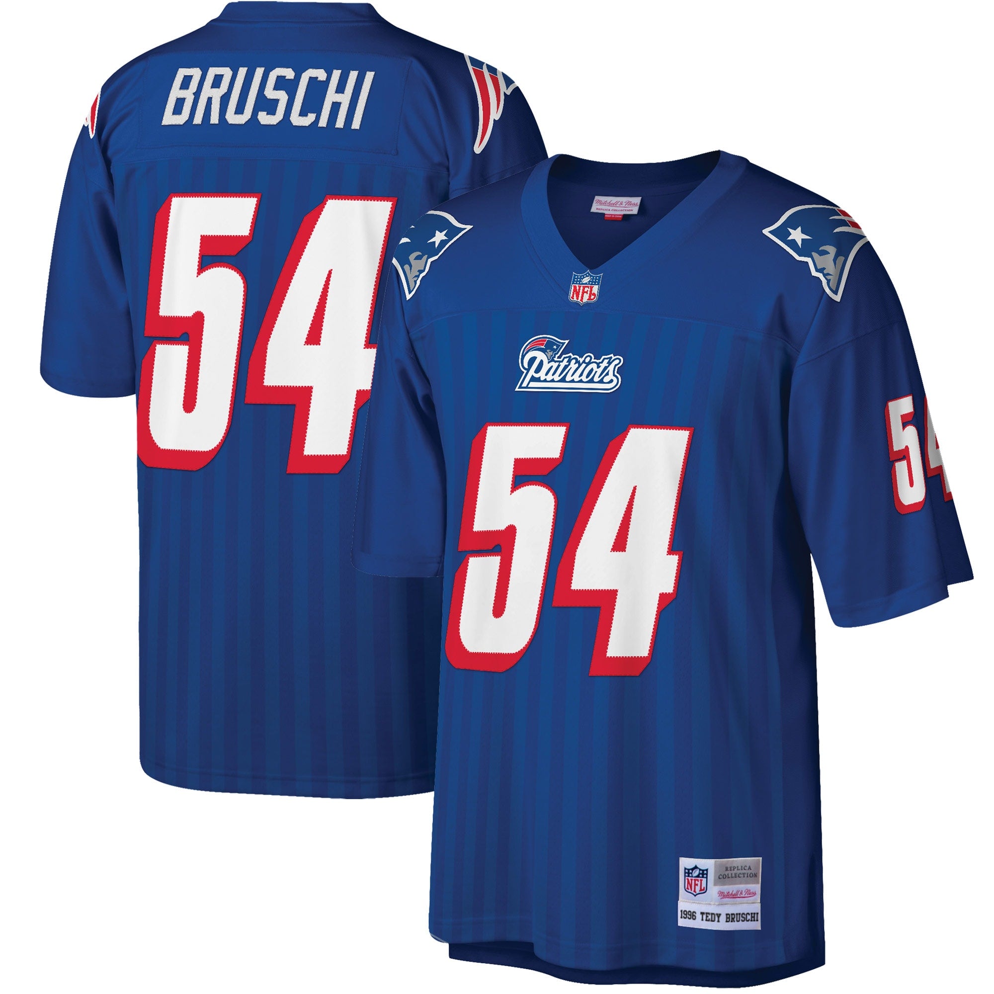 Tedy Bruschi New England Patriots M & N Big & Tall 1996 Retired Player Replica Jersey - Royal | Stitched Football Jersey TJS2785