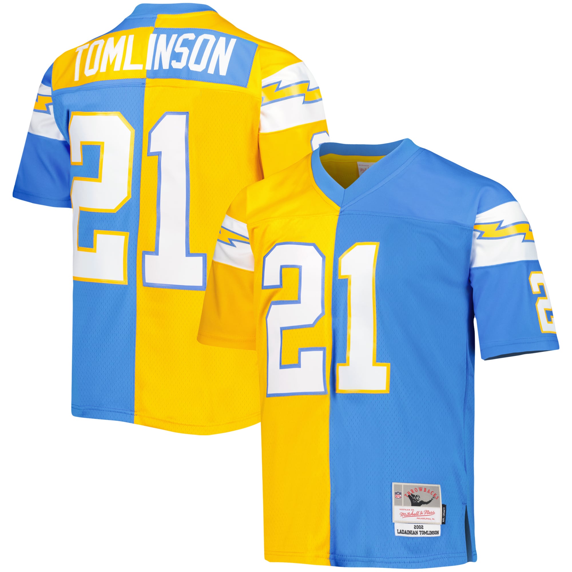 LaDainian Tomlinson Los Angeles Chargers M & N 2002 Split Legacy Replica Jersey - Powder Blue/Gold | Stitched Football Jersey TJS2788
