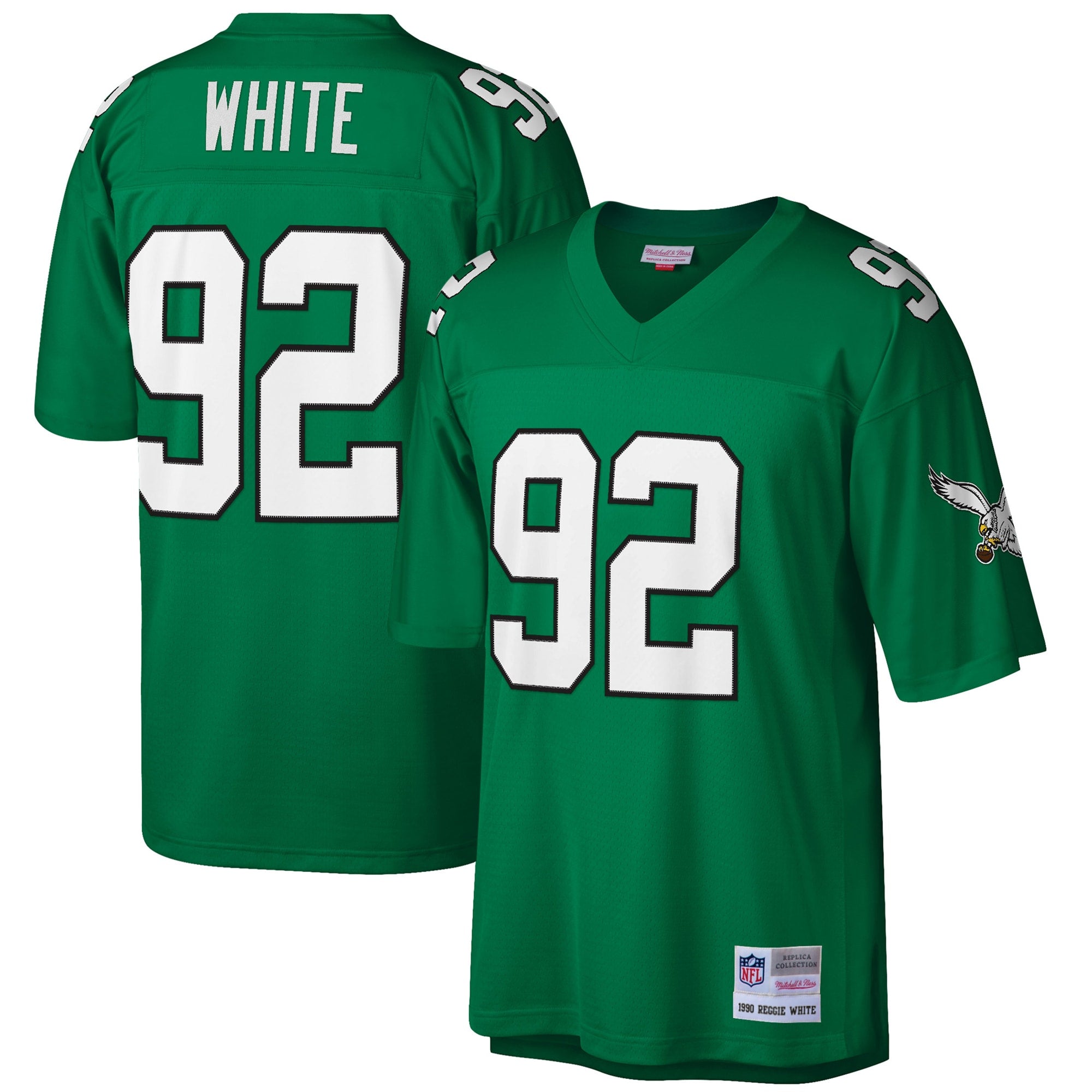 Reggie White Philadelphia Eagles M & N Big & Tall 1990 Retired Player Replica Jersey - Kelly Green | Stitched Football Jersey TJS2699