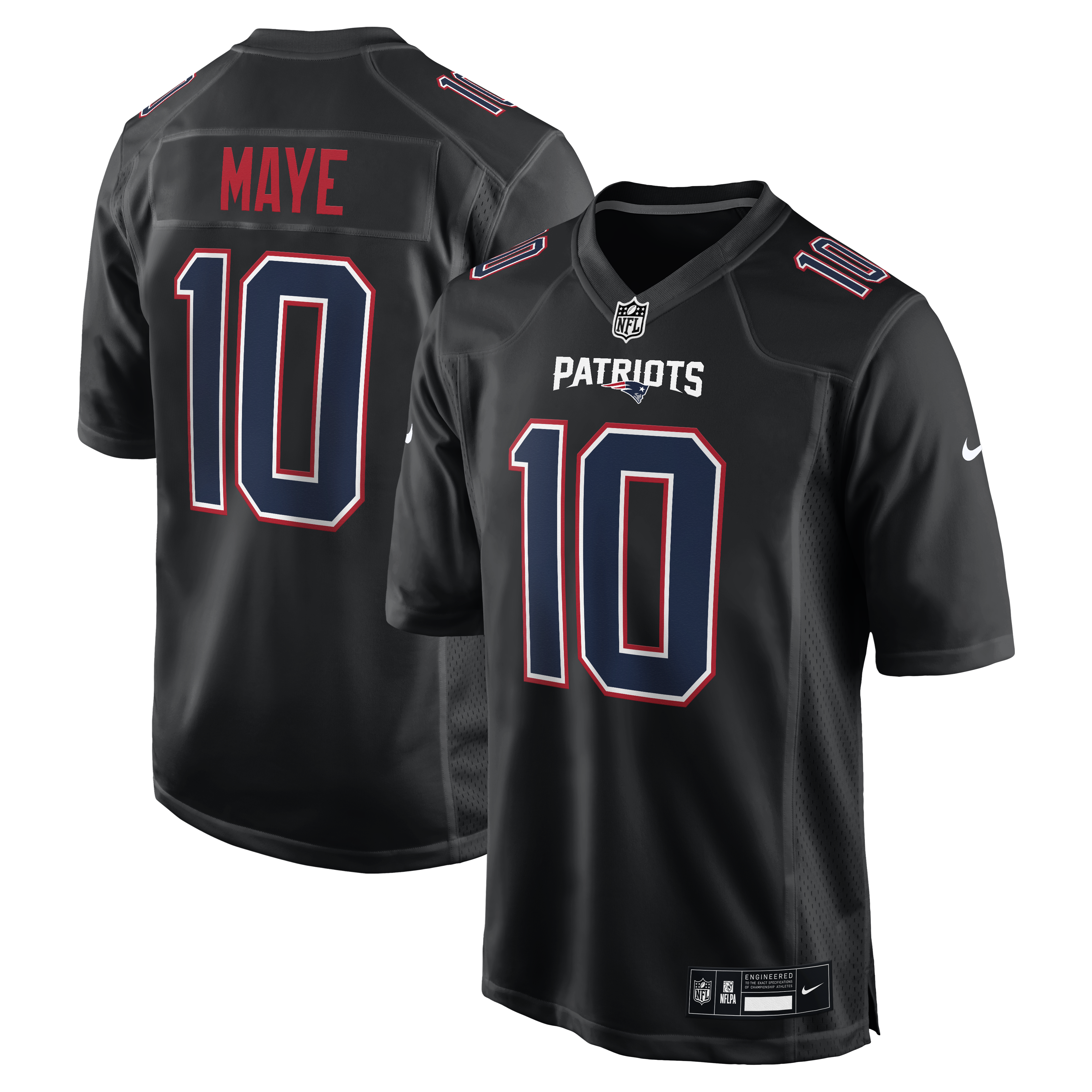 Drake Maye New England Patriots Game Jersey - Carbon Black | Stitched Football Jersey TJS2751