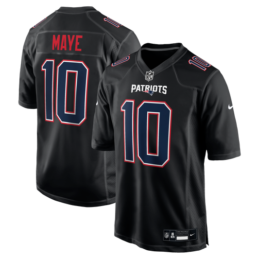 Drake Maye New England Patriots Game Jersey - Carbon Black | Stitched Football Jersey TJS2751