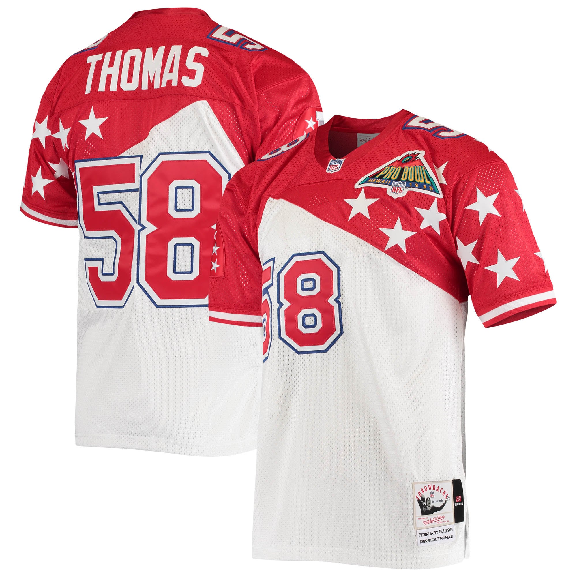 Derrick Thomas AFC M & N 1995 Pro Bowl Jersey - White/Red | Stitched Football Jersey TJS2774