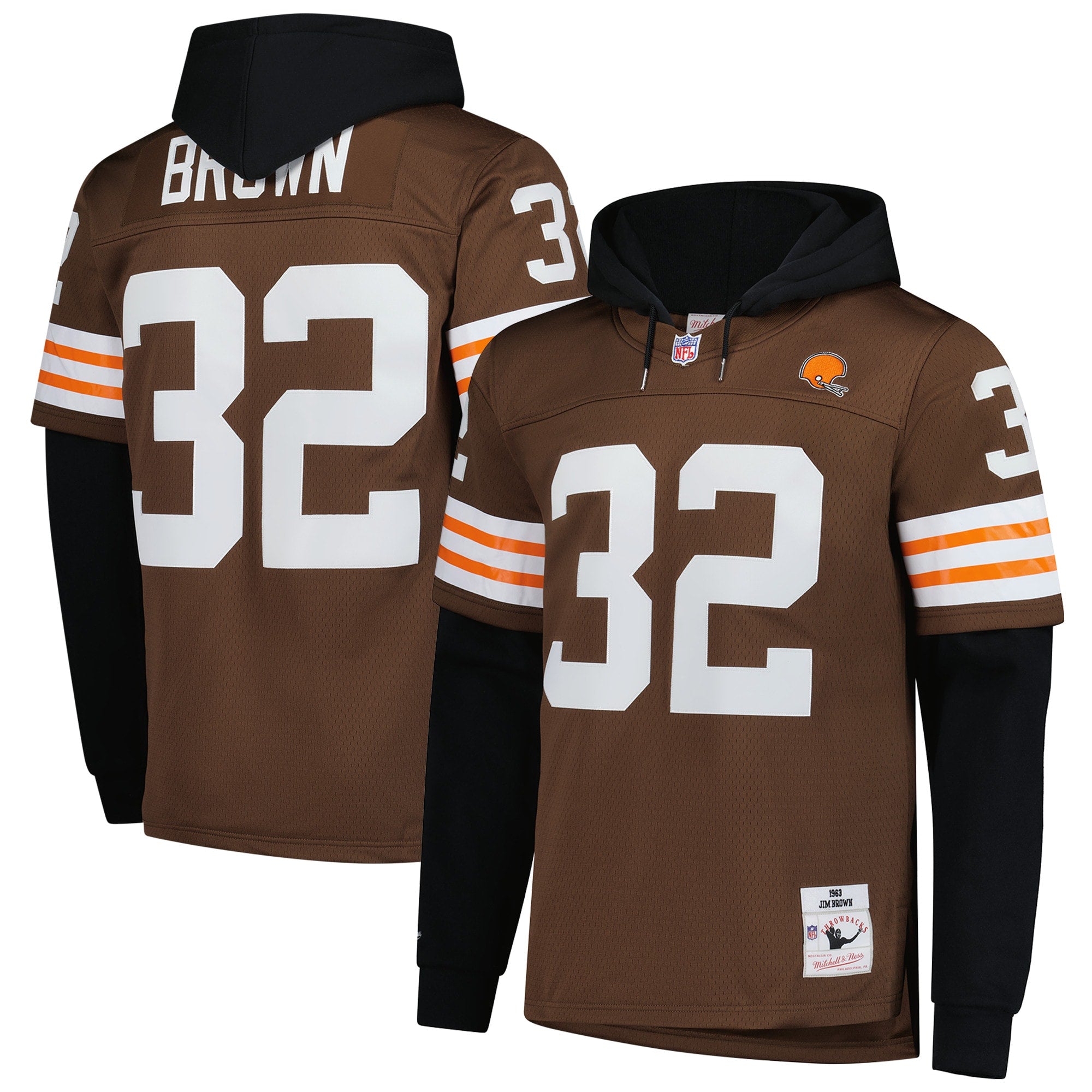 Jim Brown Cleveland Browns M & N Player Name & Number Hoodie Legacy Jersey - Brown | Stitched Football Jersey TJS2753