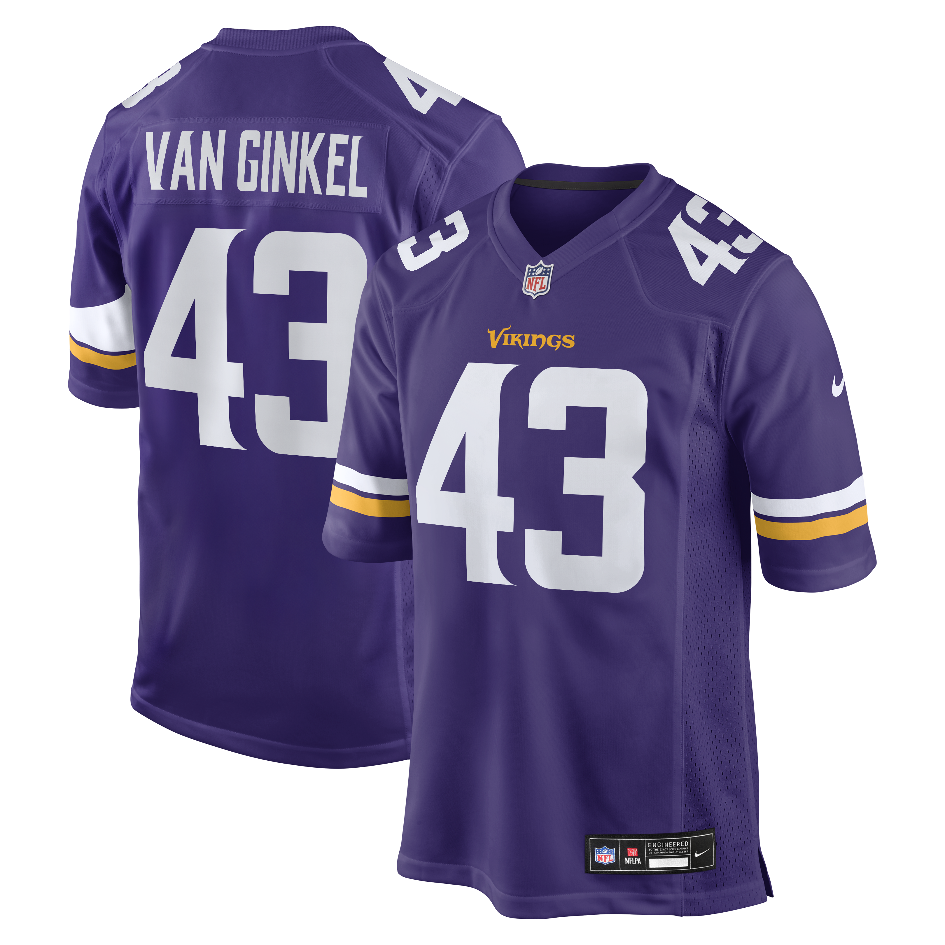Andrew Van Ginkel Minnesota Vikings Team Game Jersey - Purple | Stitched Football Jersey TJS2625