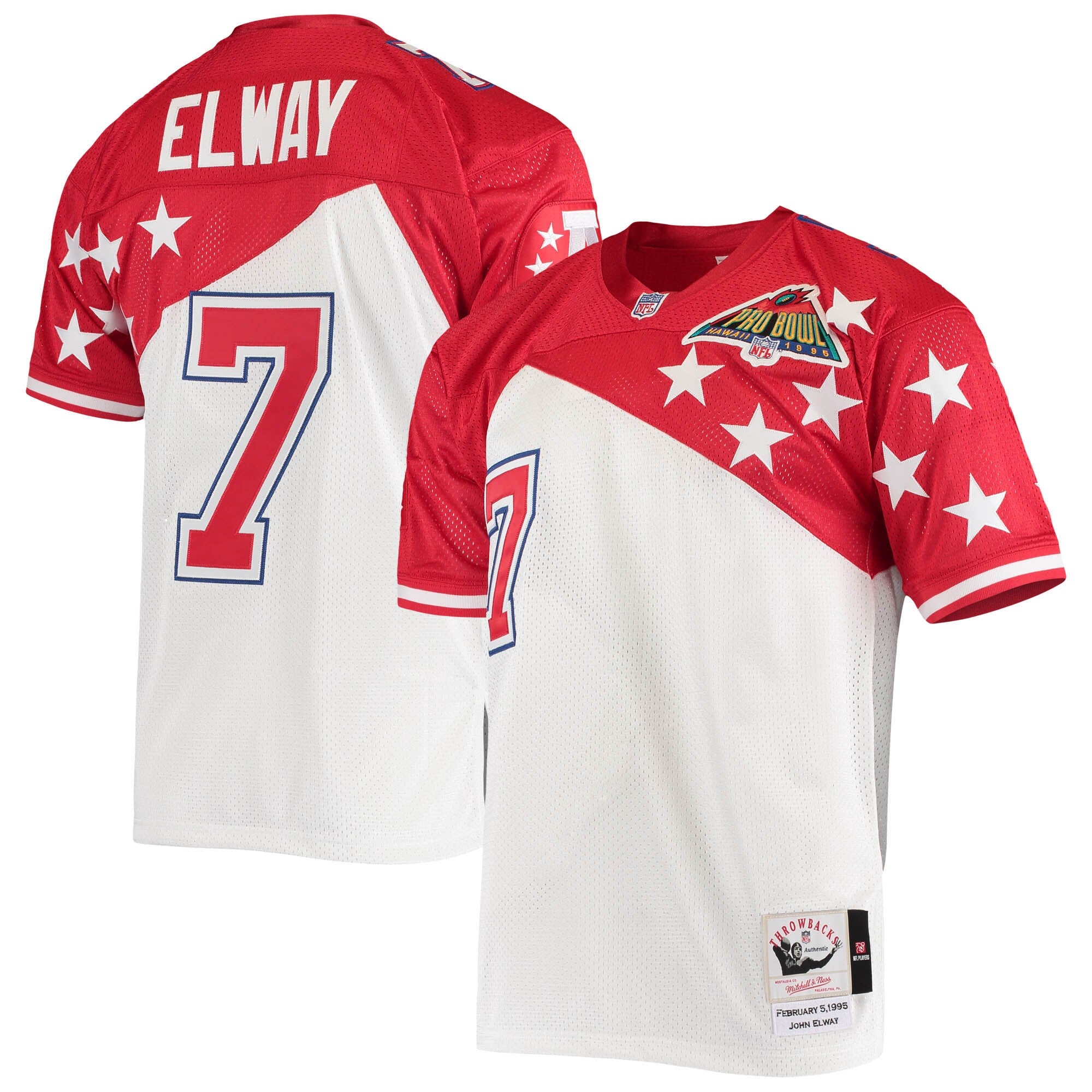 John Elway AFC M & N 1995 Pro Bowl Jersey - White/Red | Stitched Football Jersey TJS2622