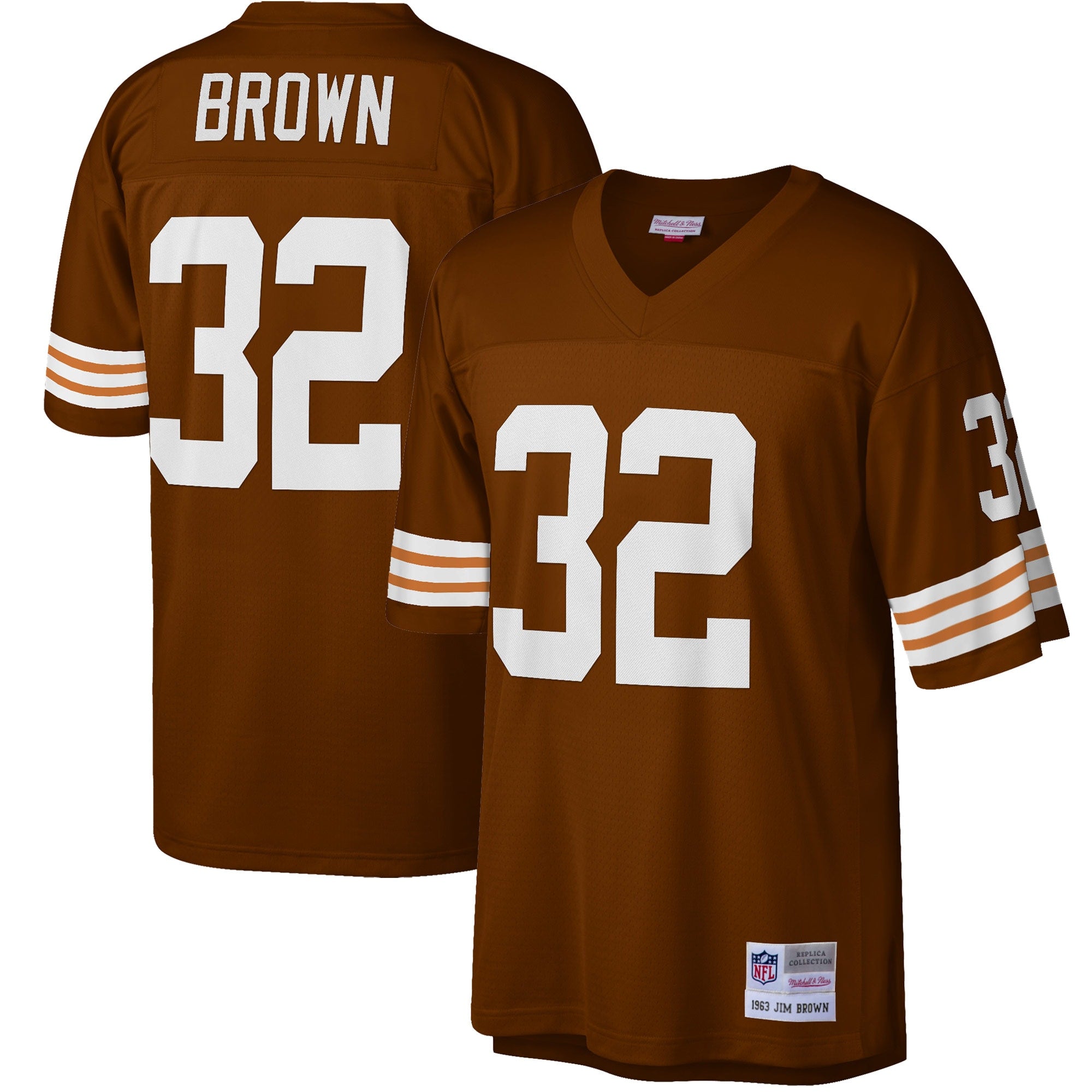 Jim Brown Cleveland Browns M & N Big & Tall 1963 Retired Player Replica Jersey - Brown | Stitched Football Jersey TJS2685