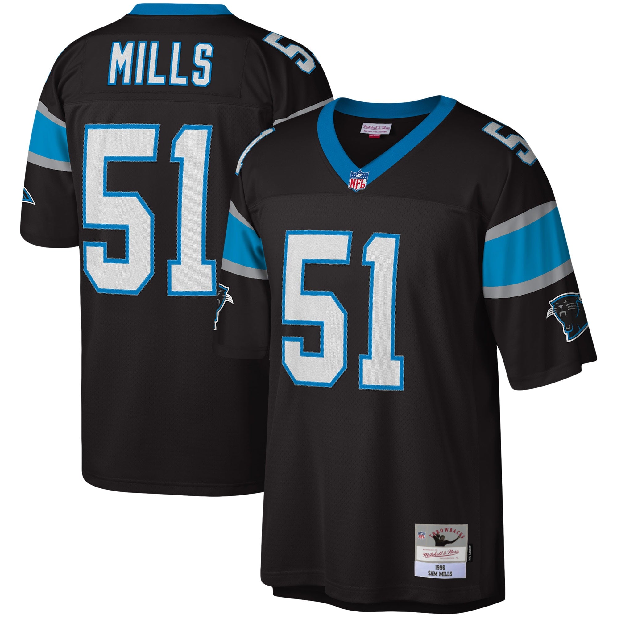 Sam Mills Carolina Panthers M & N Legacy Replica Jersey - Black | Stitched Football Jersey TJS2793