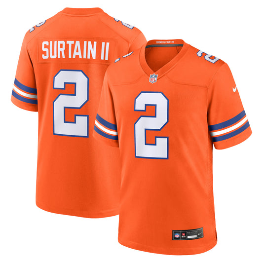 Patrick Surtain II Denver Broncos Mile High Collection 1977 Throwback Player Game Jersey - Orange | Stitched Football Jersey TJS2656