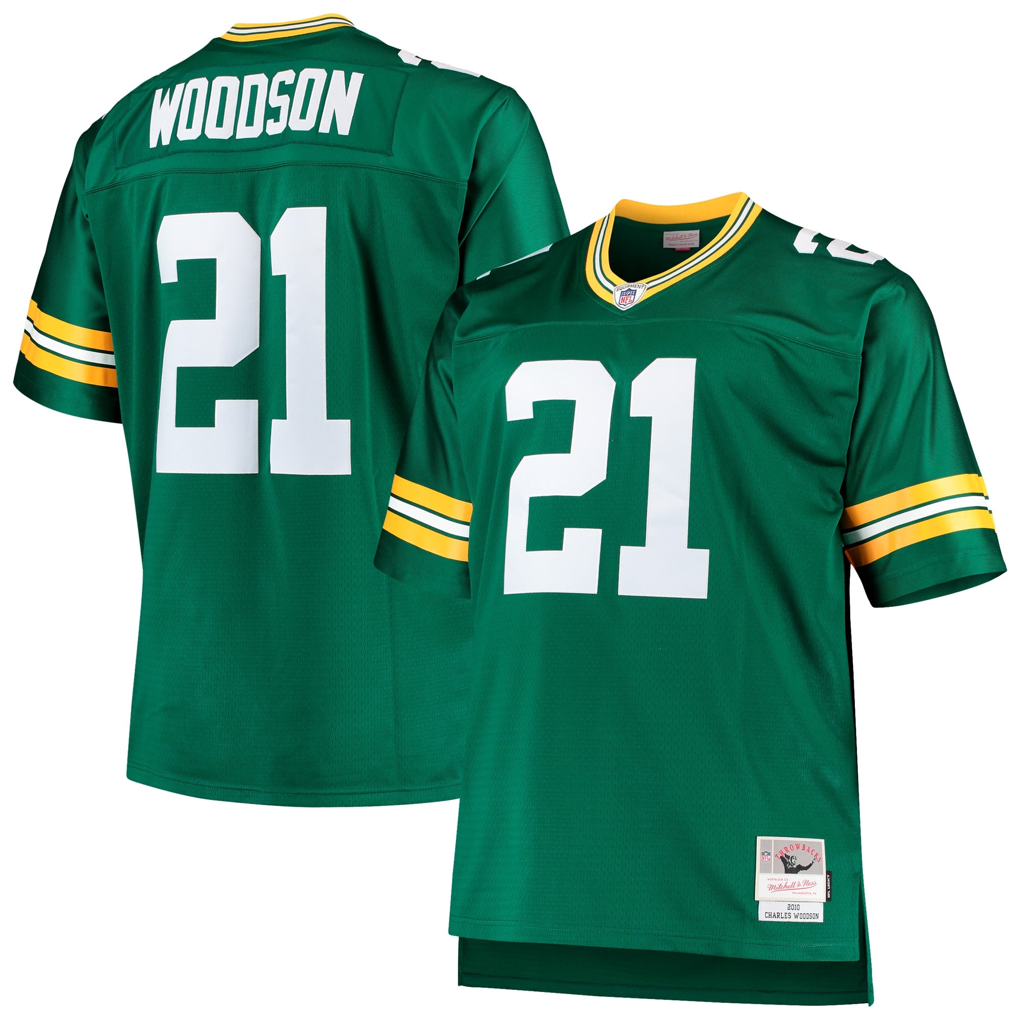 Charles Woodson Green Bay Packers M & N Big & Tall 2010 Retired Player Replica Jersey - Green | Stitched Football Jersey TJS2833