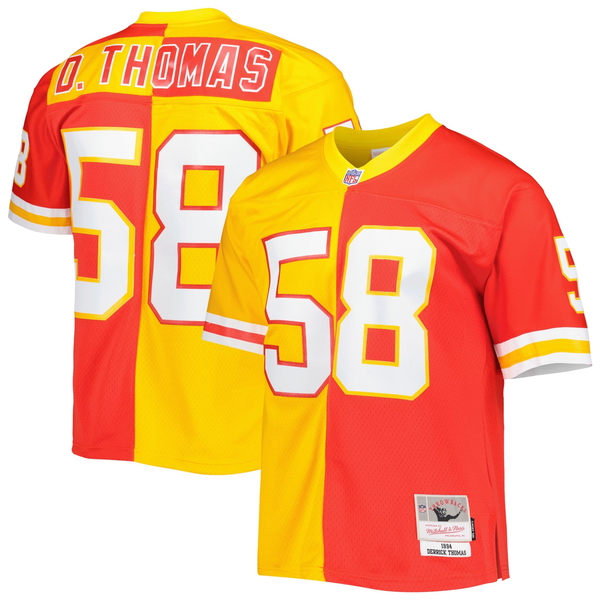 Derrick Thomas Kansas City Chiefs M & N 1994 Split Legacy Replica Jersey - Red/Gold | Stitched Football Jersey TJS2814