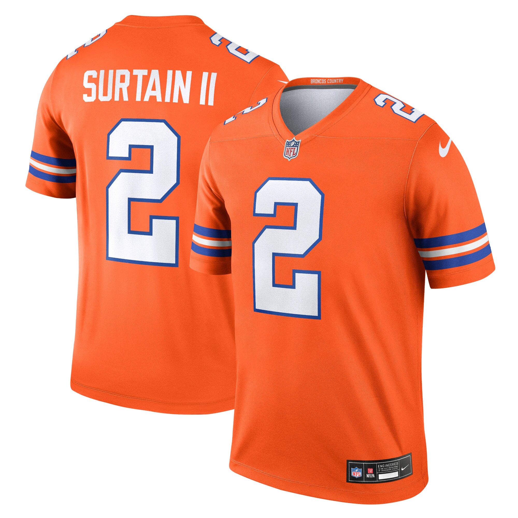Patrick Surtain II Denver Broncos Legend Player Performance Top - Orange | Stitched Football Jersey TJS2939