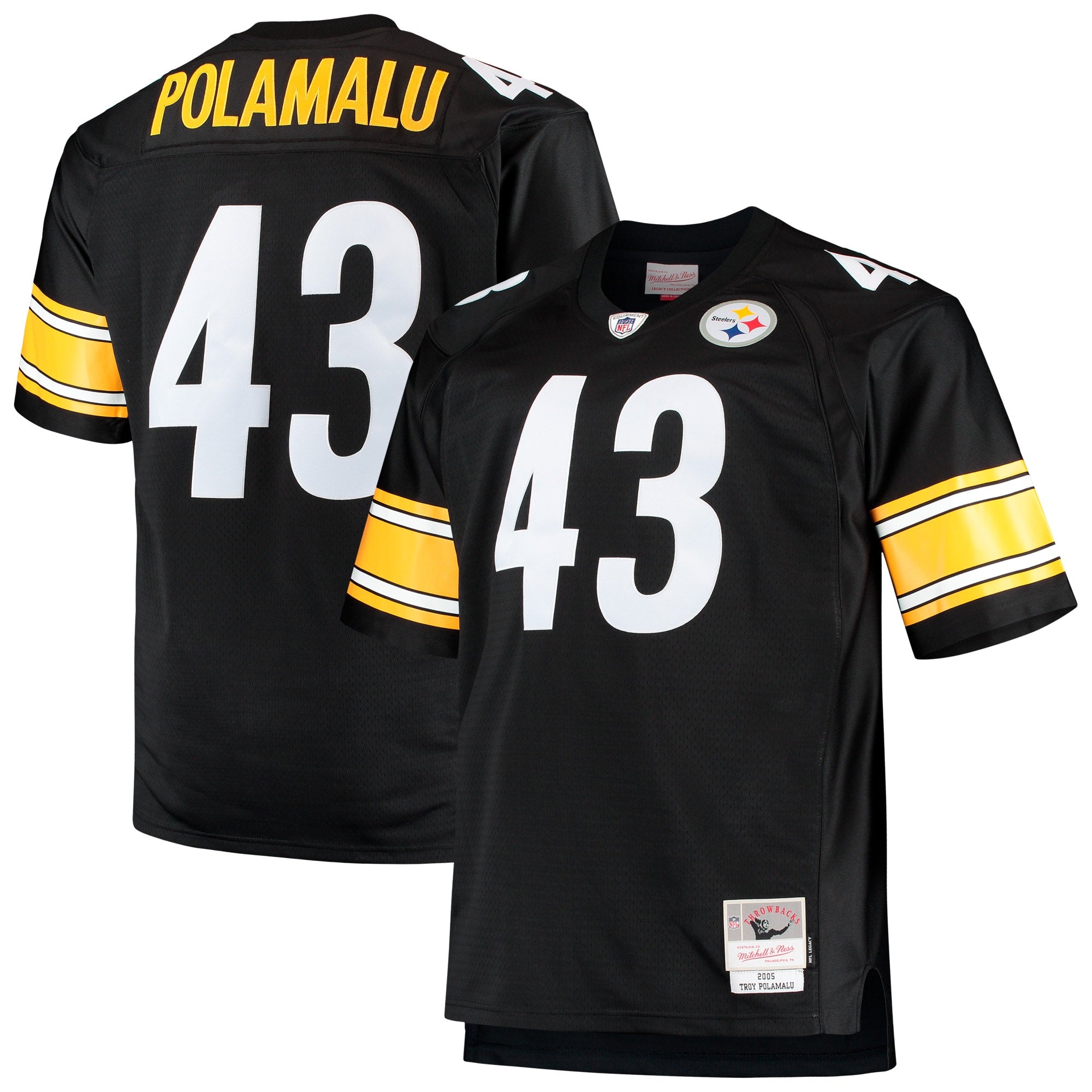 Troy Polamalu Pittsburgh Steelers M & N Big & Tall 2005 Retired Player Replica Jersey - Black | Stitched Football Jersey TJS2840