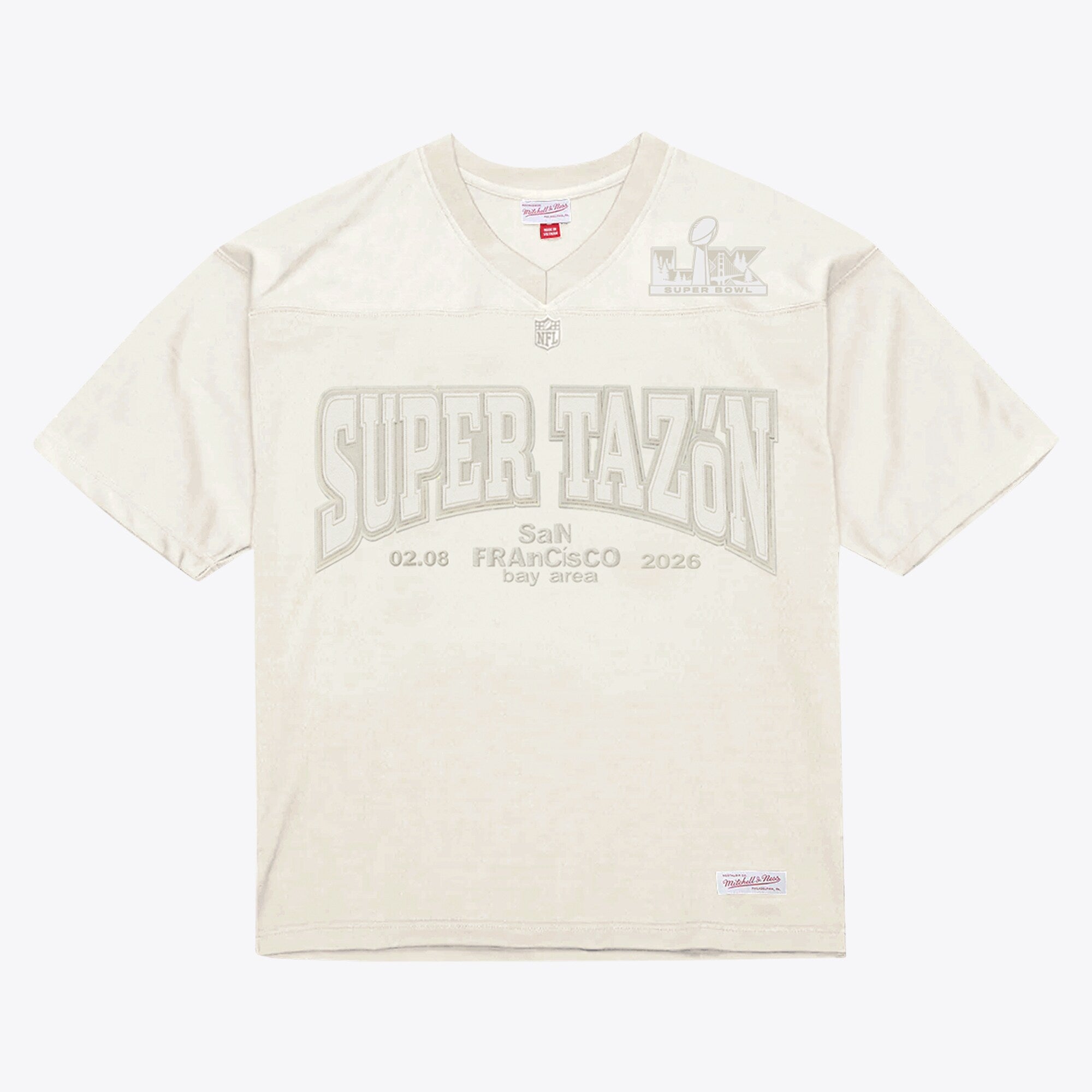 Bad Bunny x Super Taz�n Cream Bad Bunny Legacy Jersey | Stitched Football Jersey TJS2861
