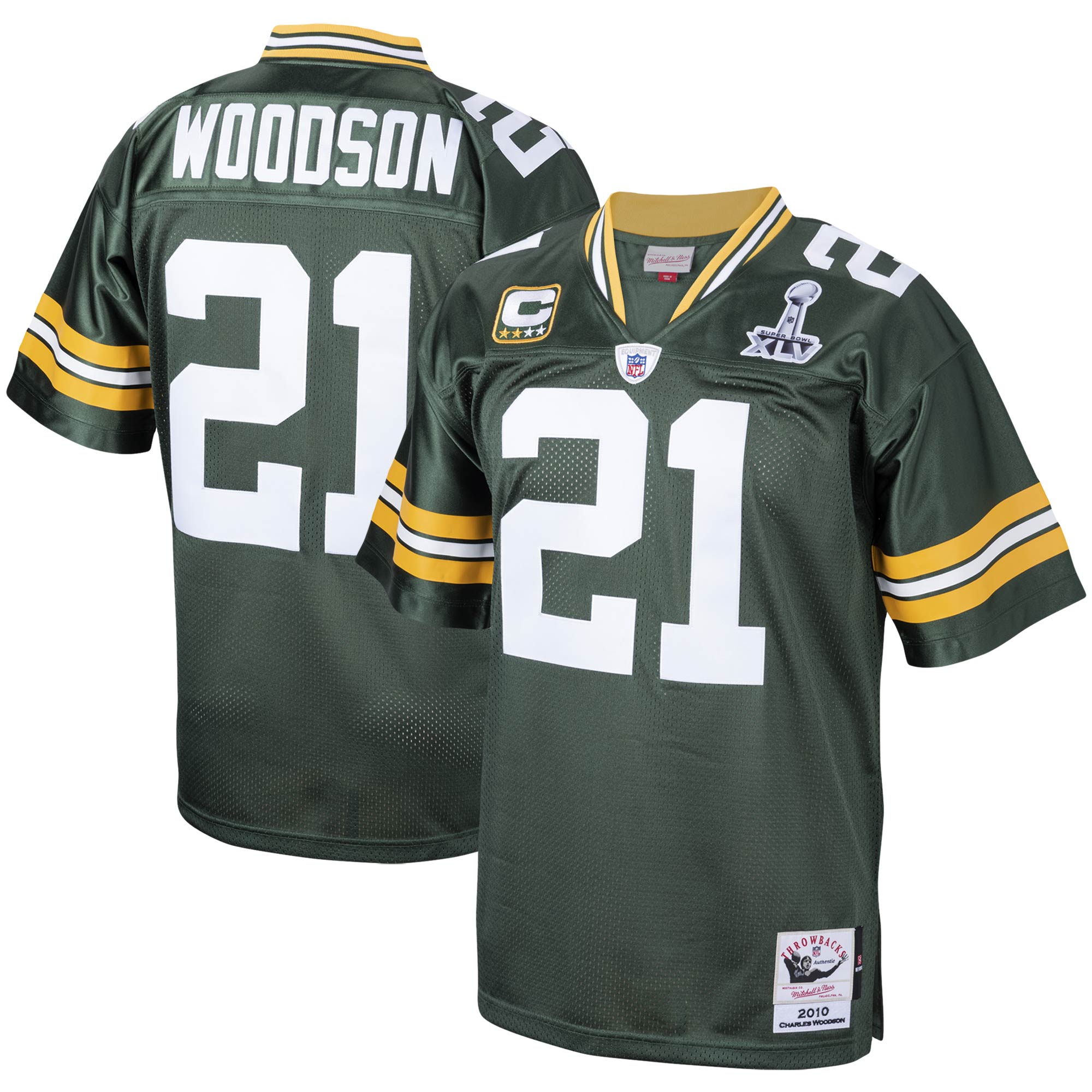 Charles Woodson Green Bay Packers 2010 M & N Throwback Retired Player Jersey - Green | Stitched Football Jersey TJS2816