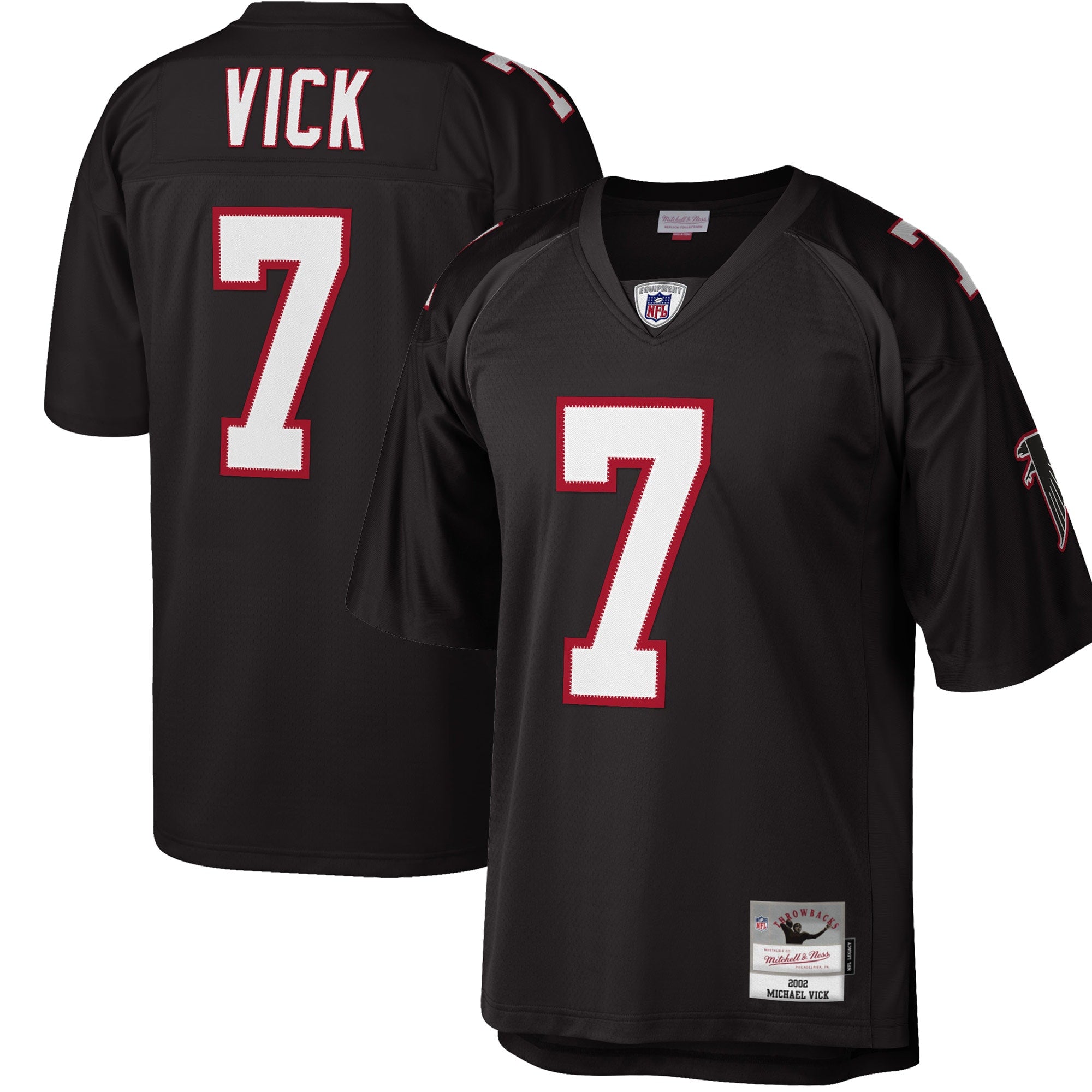 Michael Vick Atlanta Falcons M & N Big & Tall 2002 Retired Player Replica Jersey - Black | Stitched Football Jersey TJS2855