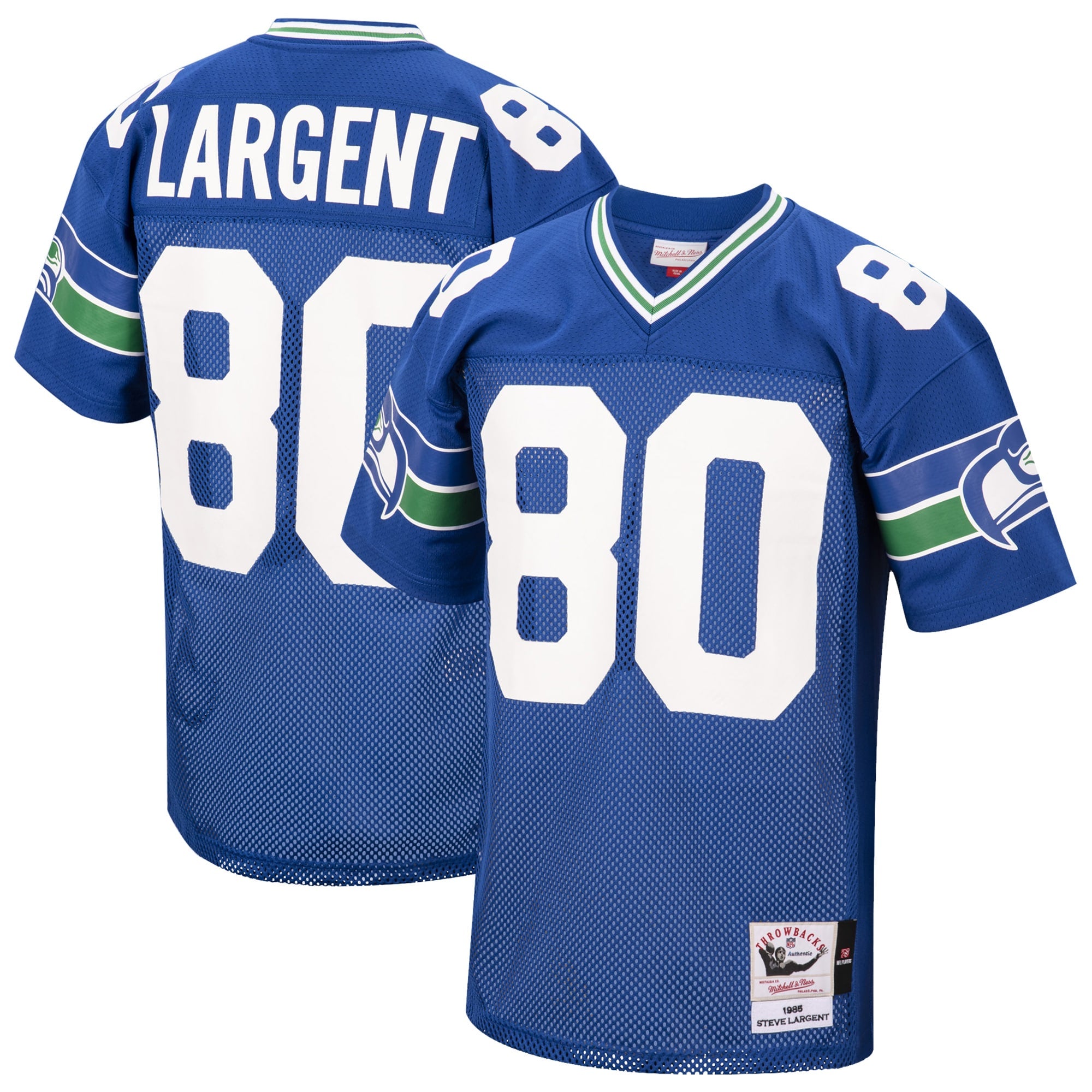 Steve Largent Seattle Seahawks 1985 M & N Throwback Retired Player Jersey - Royal | Stitched Football Jersey TJS2856