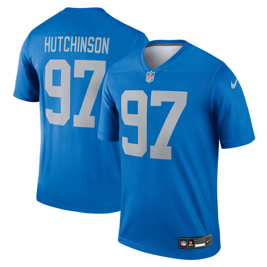 Aidan Hutchinson Detroit Lions Legend Player Performance Top - Blue | Stitched Football Jersey TJS2929