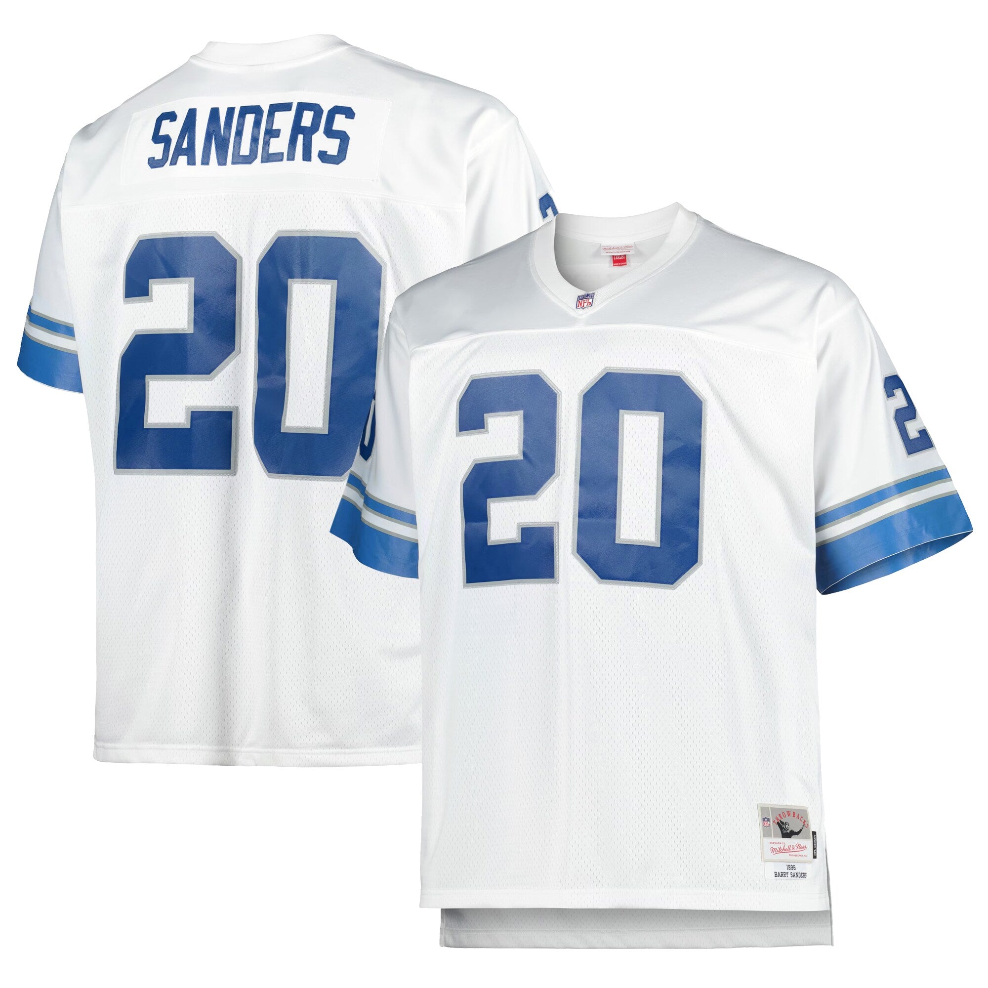 Barry Sanders Detroit Lions M & N Big & Tall 1996 Retired Player Replica Jersey - White | Stitched Football Jersey TJS2852