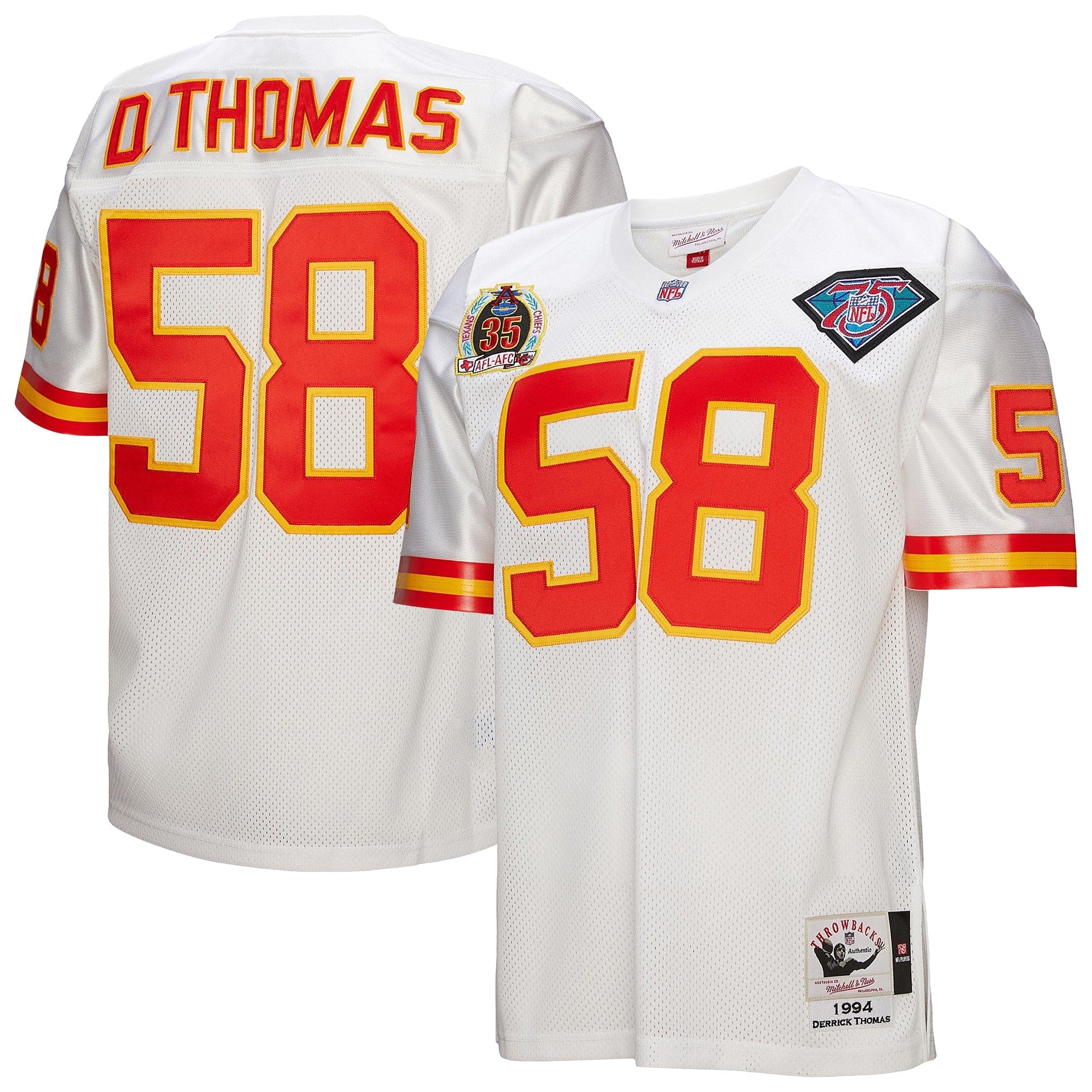 Derrick Thomas Kansas City Chiefs 1994 M & N Throwback Retired Player Jersey - White | Stitched Football Jersey TJS2871