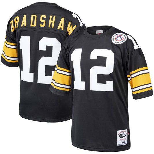 Terry Bradshaw Pittsburgh Steelers M & N Throwback Retired Player Jersey - Black | Stitched Football Jersey TJS2542