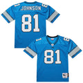 Calvin Johnson Detroit Lions M & N 2007 Throwback Retired Player Jersey - Blue | Stitched Football Jersey TJS2640