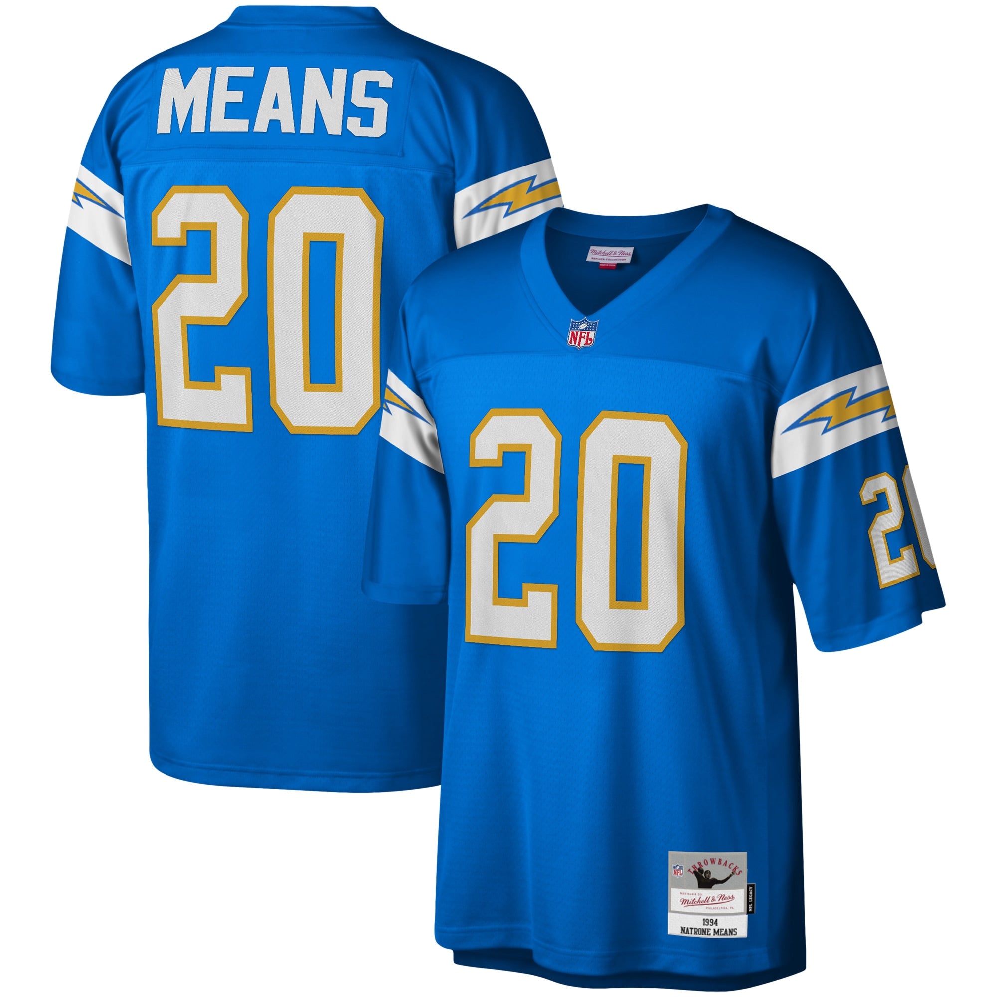 Natrone Means Los Angeles Chargers M & N Legacy Replica Jersey - Powder Blue | Stitched Football Jersey TJS2707