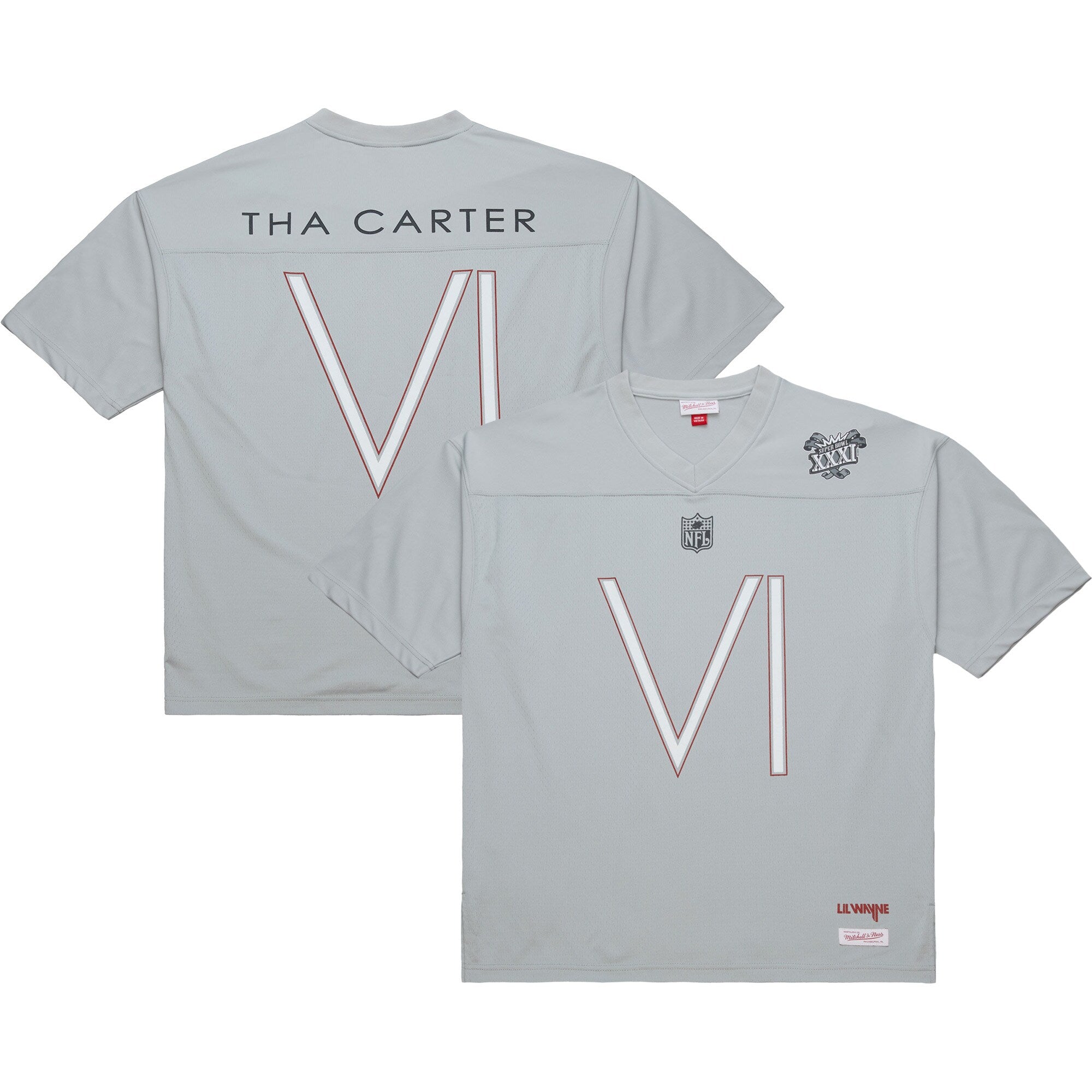 M & N x NFL x Lil Wayne Super Bowl XXXI Tha Carter VI Fashion Jersey - Gray | Stitched Football Jersey TJS2671