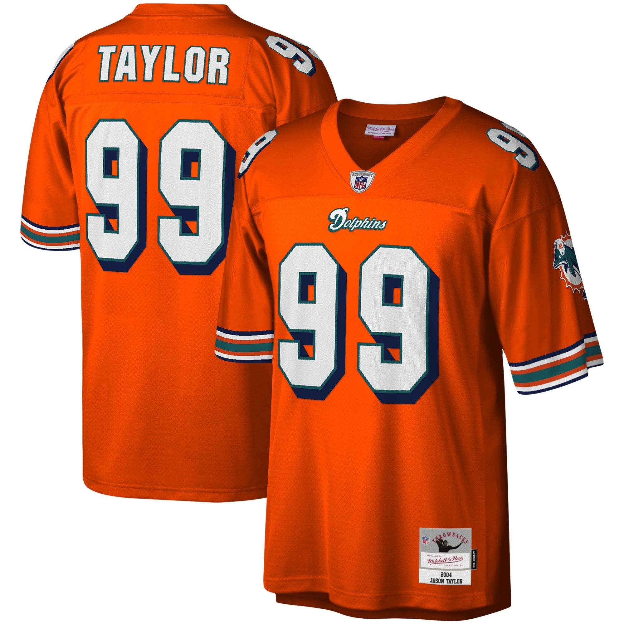 Jason Taylor Miami Dolphins M & N Big & Tall 2004 Retired Player Replica Jersey - Orange | Stitched Football Jersey TJS2629