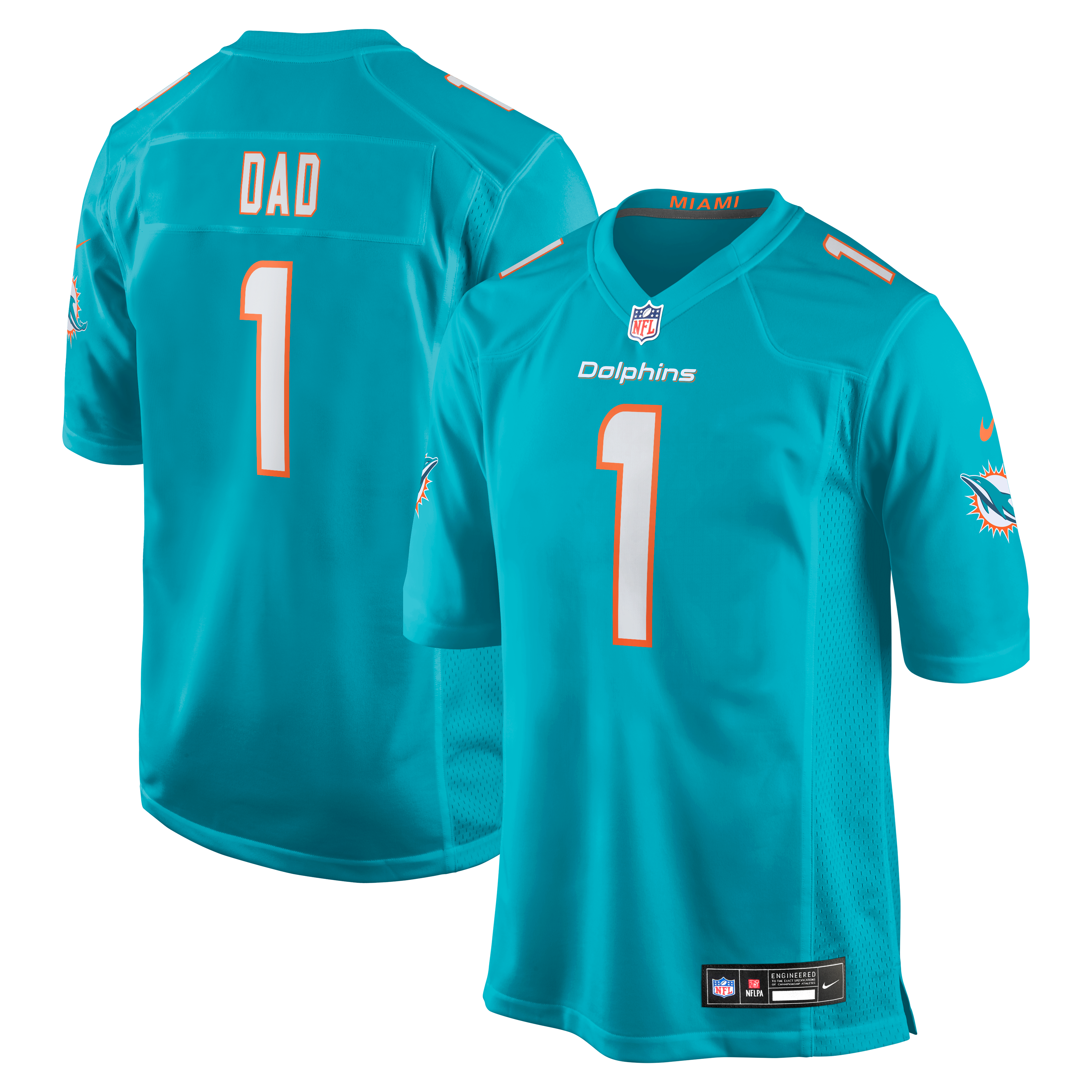 Number 1 Dad Miami Dolphins Game Jersey - Aqua | Stitched Football Jersey TJS2762