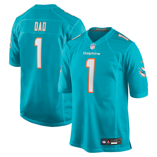 Number 1 Dad Miami Dolphins Game Jersey - Aqua | Stitched Football Jersey TJS2762