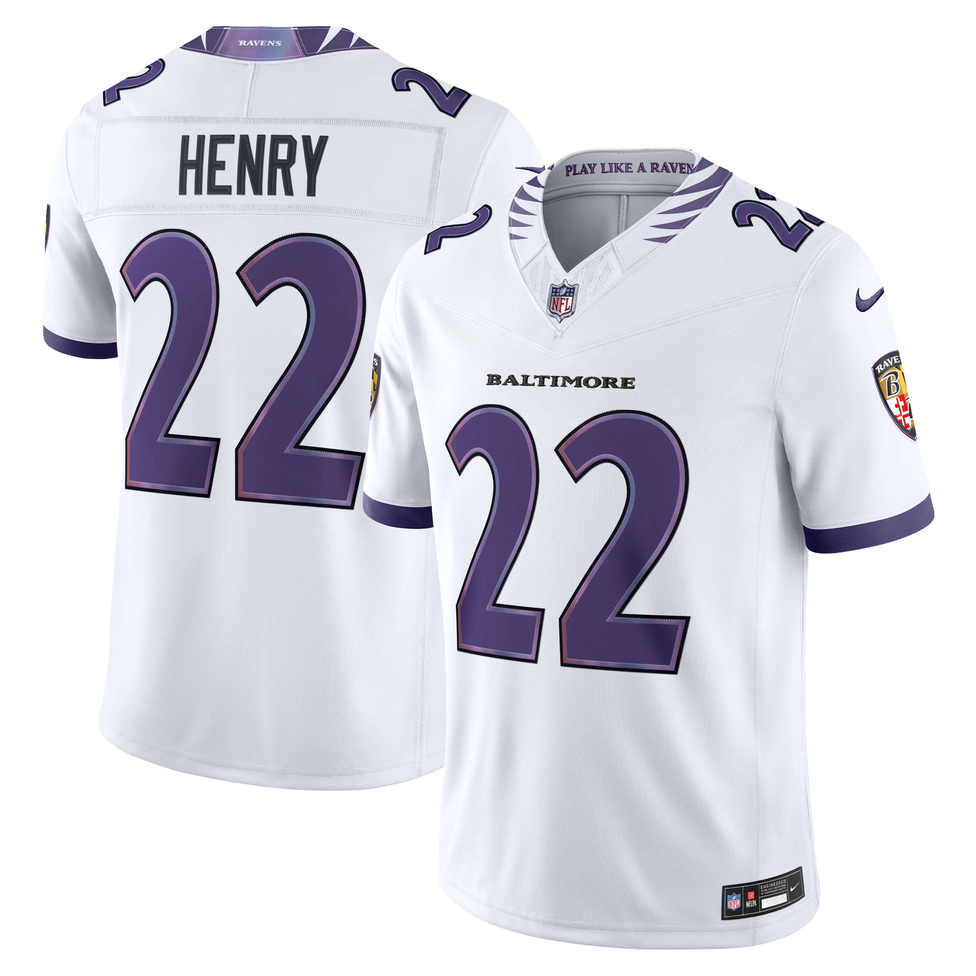 Derrick Henry Baltimore Ravens Vapor F.U.S.E. Stitched Limited Jersey - White | Stitched Football Jersey TJS2708