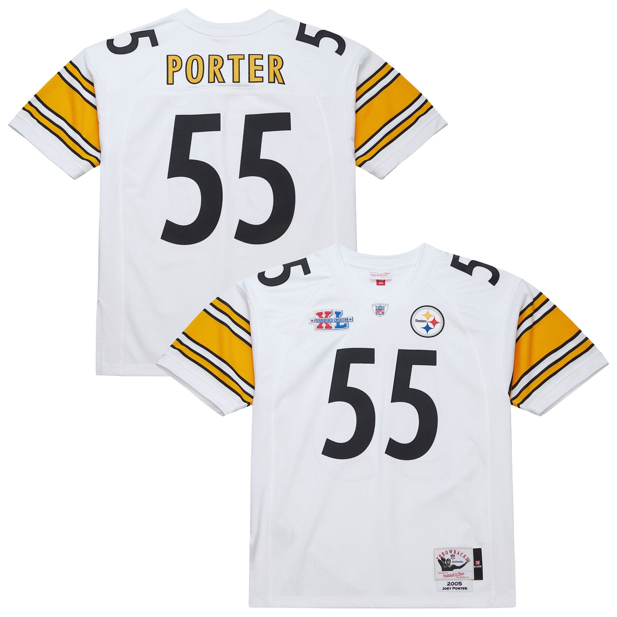 Joey Porter Pittsburgh Steelers M & N 2005 Throwback Retired Player Jersey - White | Stitched Football Jersey TJS2698
