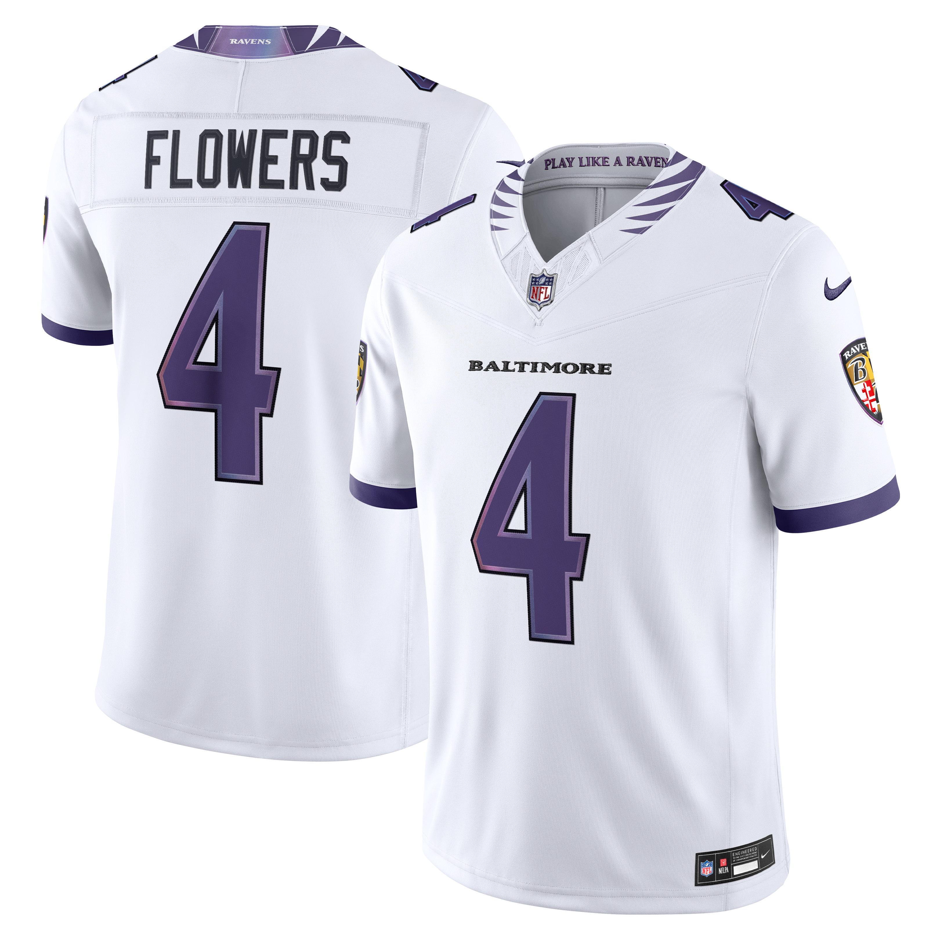 Zay Flowers Baltimore Ravens Vapor F.U.S.E. Stitched Limited Jersey - White | Stitched Football Jersey TJS2755