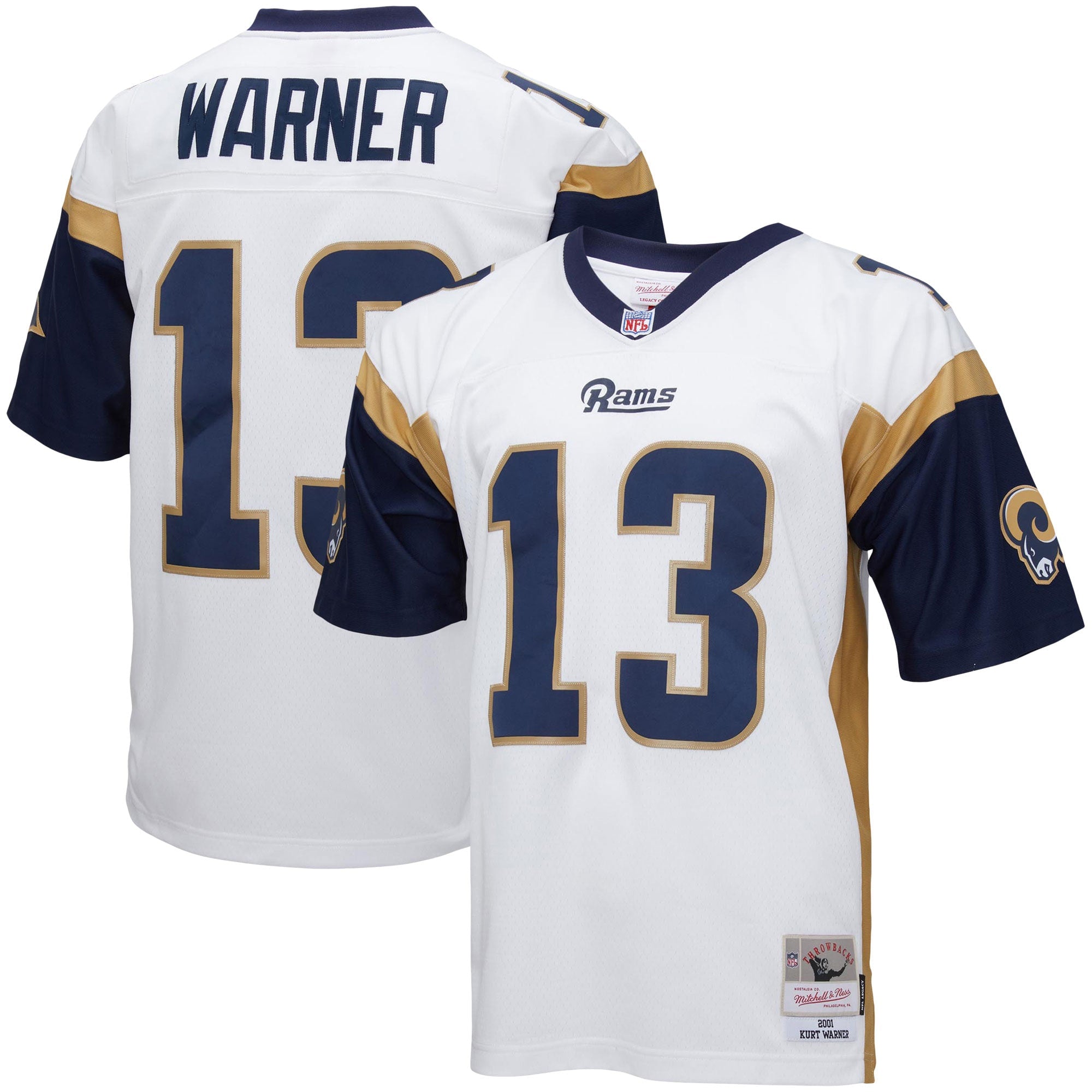 Kurt Warner Los Angeles Rams M & N Big & Tall 2001 Retired Player Replica Jersey - White | Stitched Football Jersey TJS2790