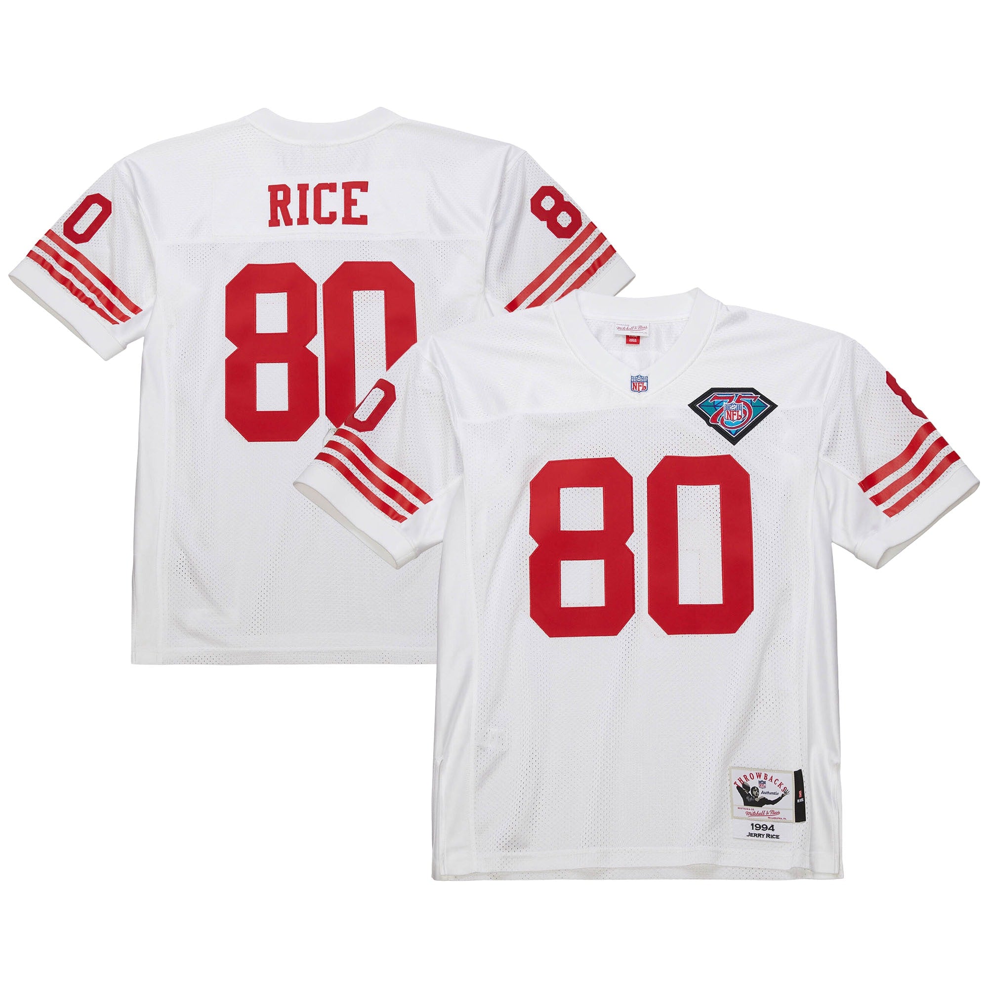 Jerry Rice San Francisco 49ers 1994 M & N Throwback Retired Player Jersey - White | Stitched Football Jersey TJS2777