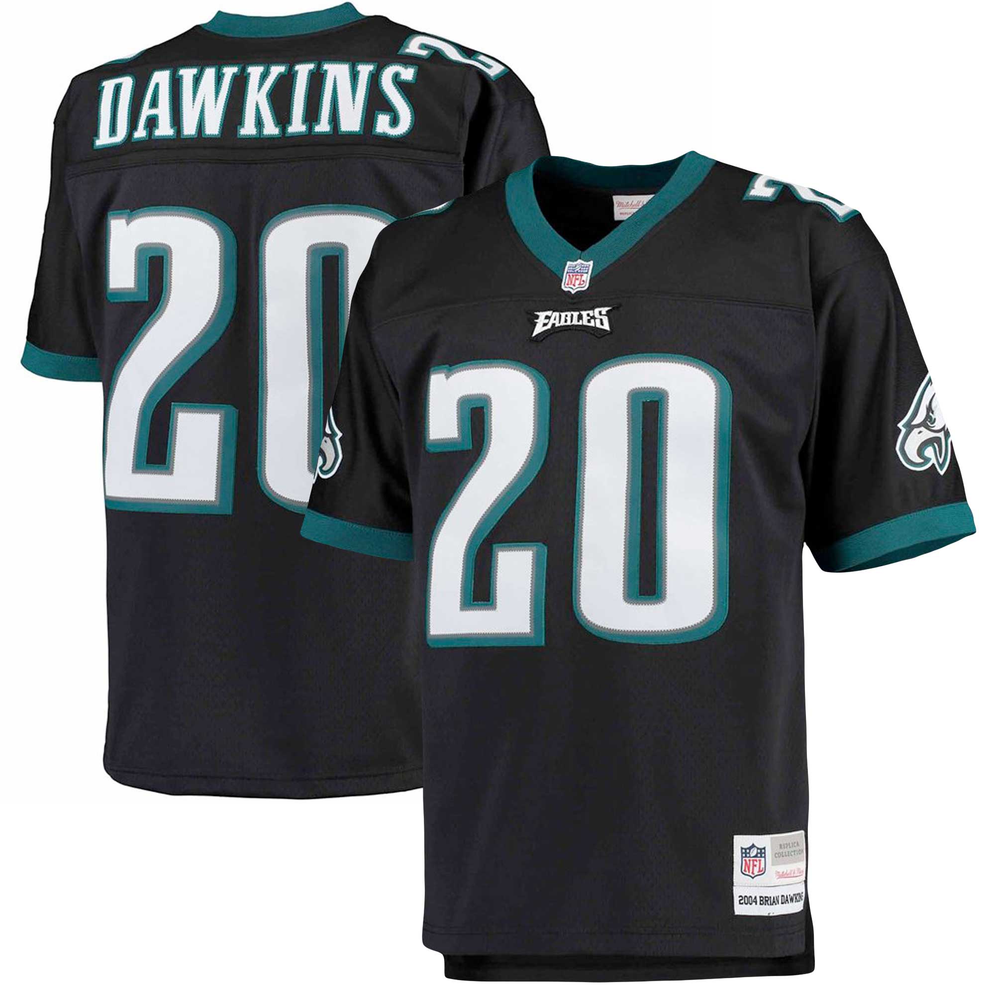 Brian Dawkins Philadelphia Eagles M & N Big & Tall 2004 Retired Player Replica Jersey - Black | Stitched Football Jersey TJS2805