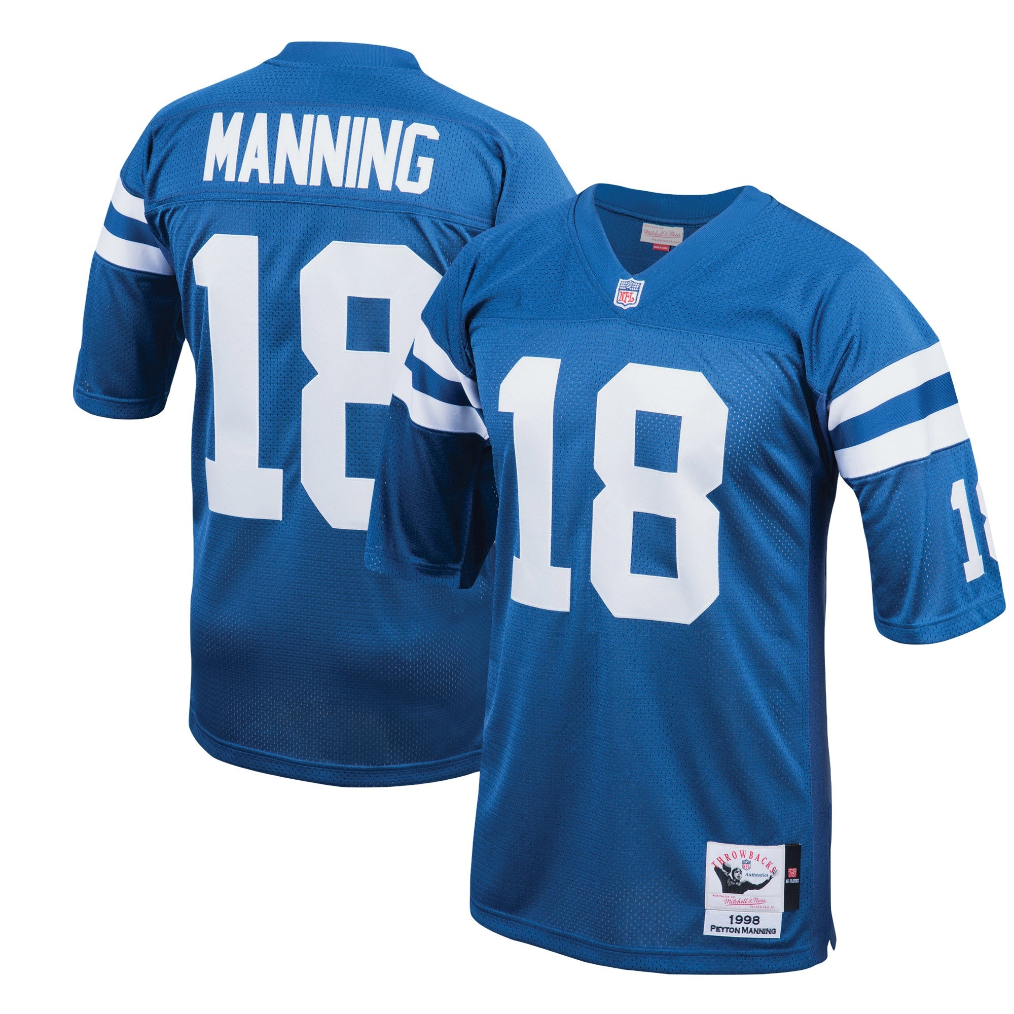 Peyton Manning Indianapolis Colts 1998 M & N Throwback Retired Player Jersey - Royal | Stitched Football Jersey TJS2842