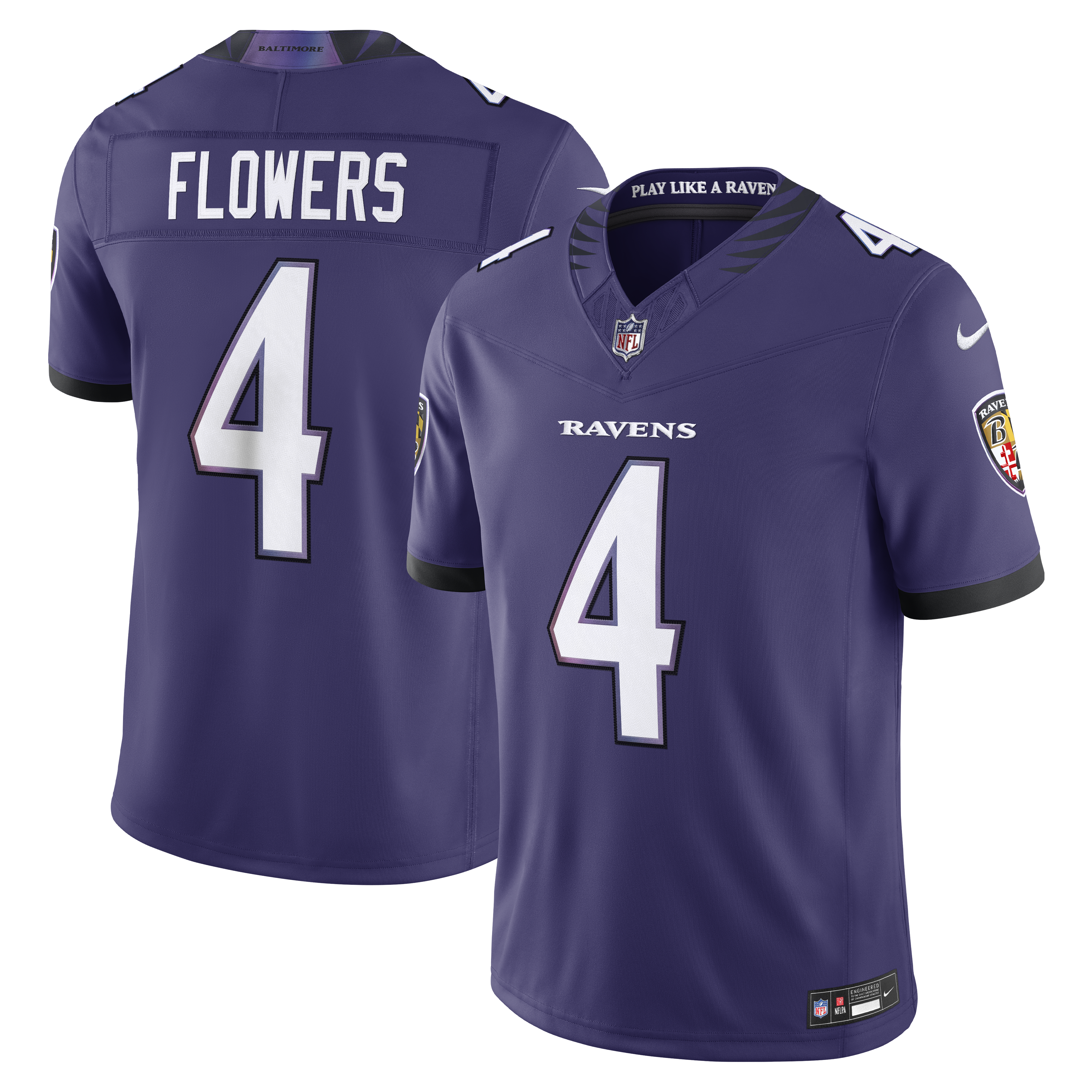 Zay Flowers Baltimore Ravens Vapor F.U.S.E. Stitched Limited Jersey - Purple | Stitched Football Jersey TJS2878