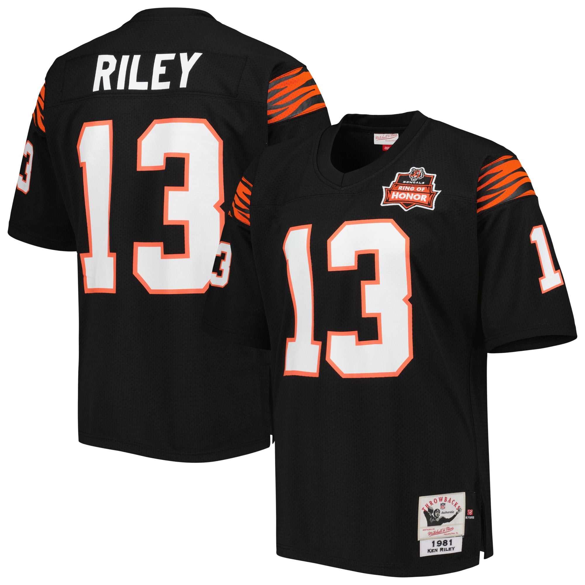 Ken Riley Cincinnati Bengals 1981 M & N Throwback Retired Player Jersey - Black | Stitched Football Jersey TJS2815