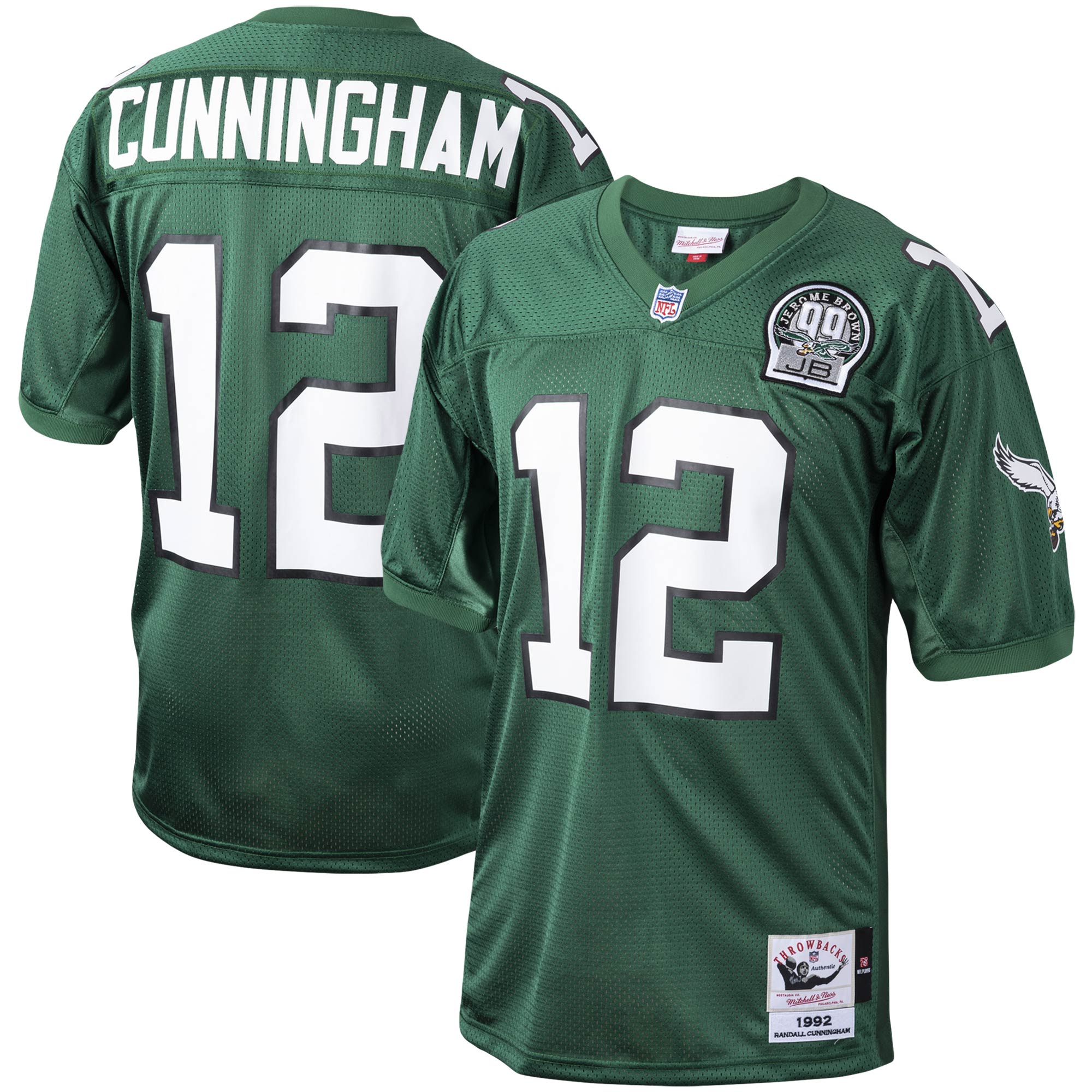 Randall Cunningham Philadelphia Eagles 1992 M & N Throwback Retired Player Jersey - Green | Stitched Football Jersey TJS2862