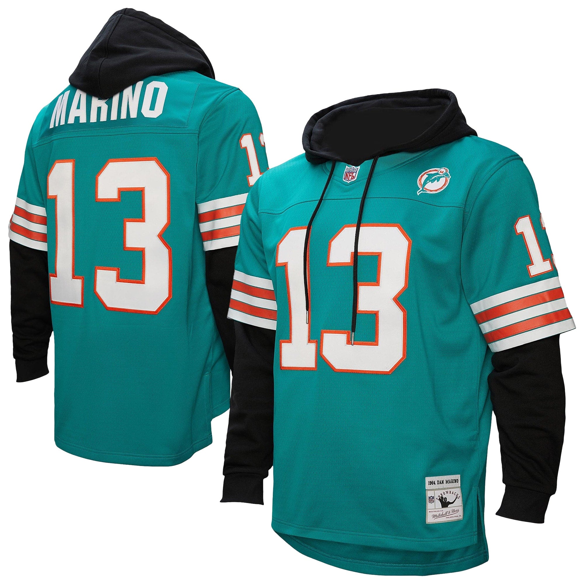 Dan Marino Miami Dolphins M & N Player Name & Number Hoodie Legacy Jersey - Aqua | Stitched Football Jersey TJS2909