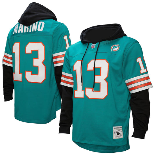Dan Marino Miami Dolphins M & N Player Name & Number Hoodie Legacy Jersey - Aqua | Stitched Football Jersey TJS2909