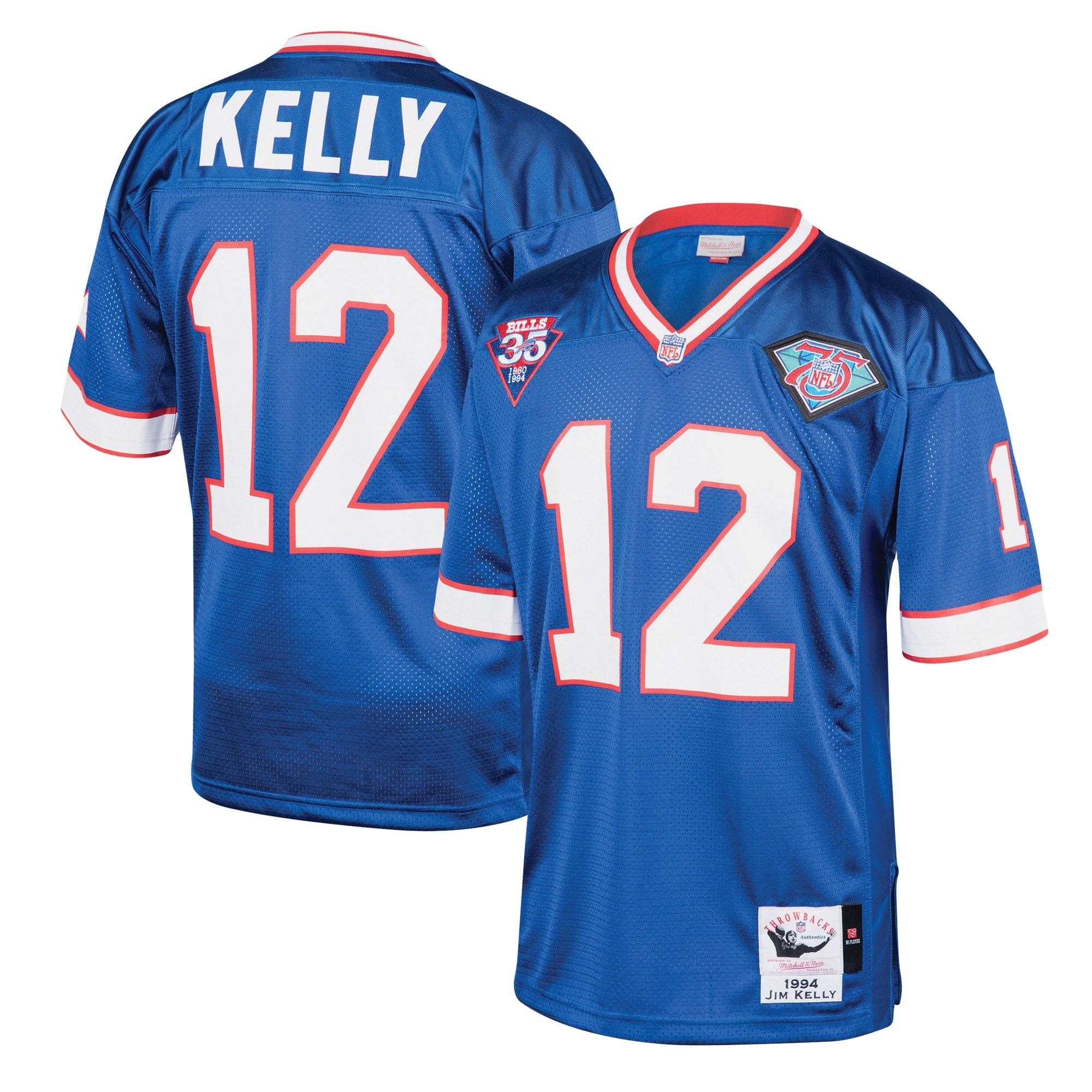 Jim Kelly Buffalo Bills 1994 M & N Throwback Retired Player Jersey - Royal | Stitched Football Jersey TJS2847