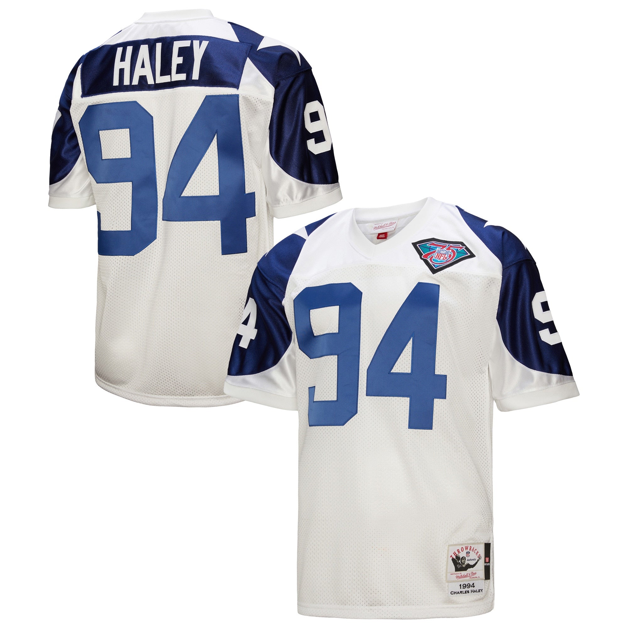 Charles Haley Dallas Cowboys 1994 M & N Throwback Retired Player Jersey - White | Stitched Football Jersey TJS2881