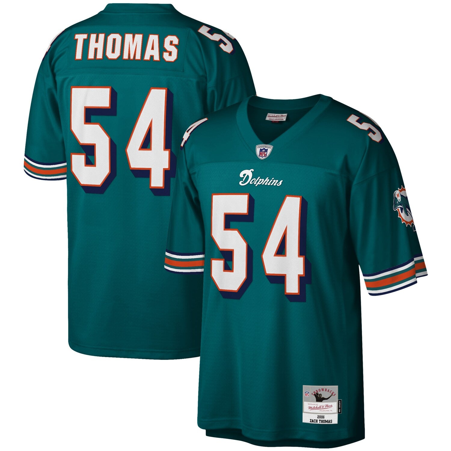 Zach Thomas Miami Dolphins M & N Legacy Replica Jersey - Aqua | Stitched Football Jersey TJS2800