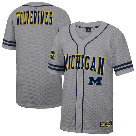 Michigan Wolverines Colosseum Free Spirited Baseball Jersey - Gray | Stitched College Jersey TJS72084