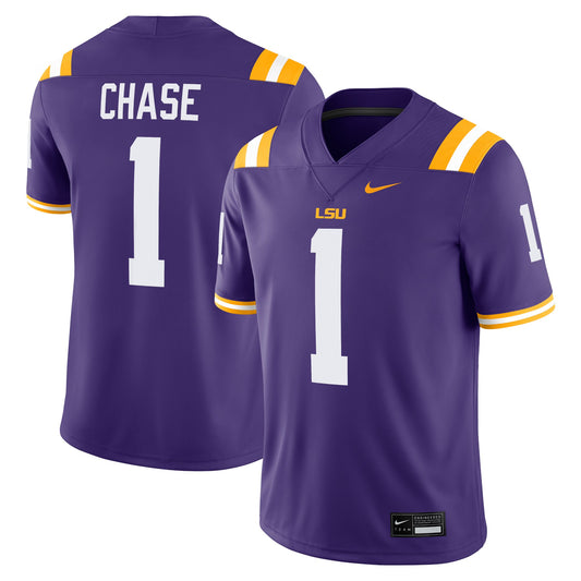 Ja'Marr Chase LSU Tigers Alumni Game Jersey - Purple | Stitched College Jersey TJS72094