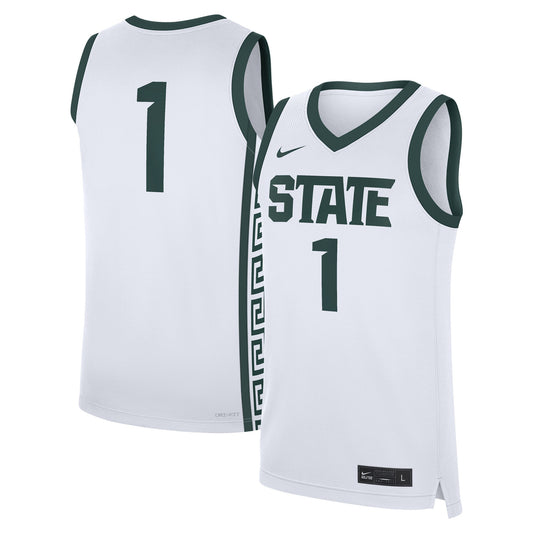 #1 Michigan State Spartans Home Replica Jersey - White | Stitched College Jersey TJS72121